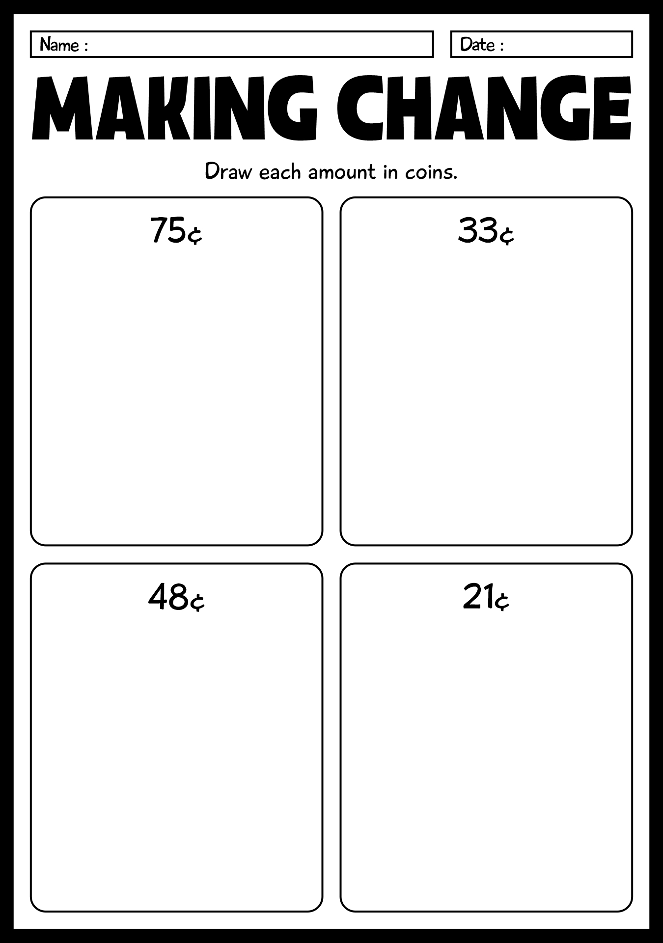 Making Change with Coins for First Graders