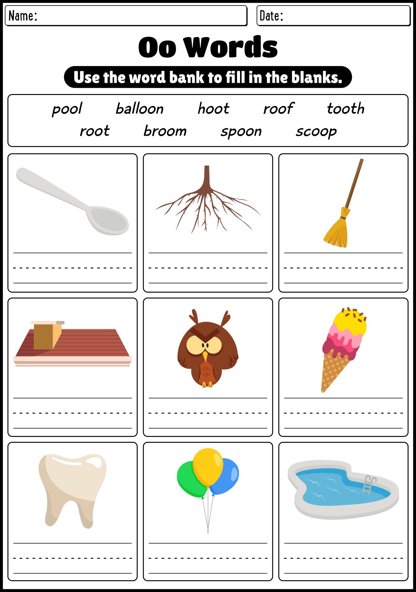 Oo Vowel Sound Phonics Practice Sheets Printable