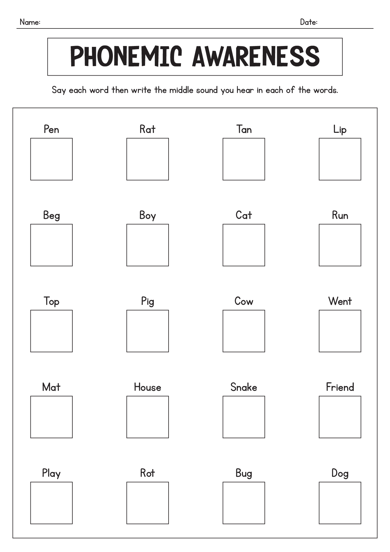 Phonemic Awareness Worksheets For First Graders