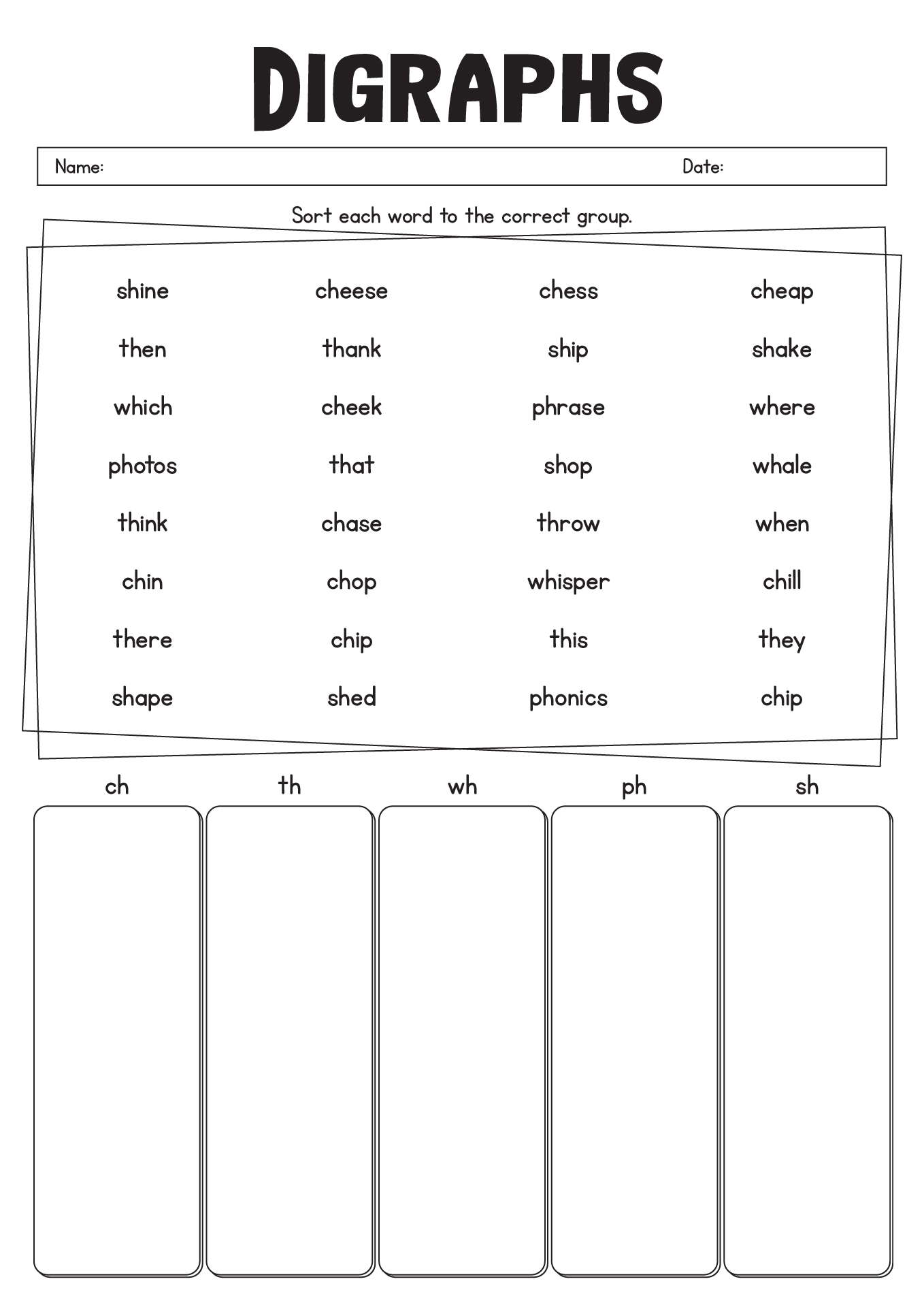 Phonics Exercises Worksheets for First Graders