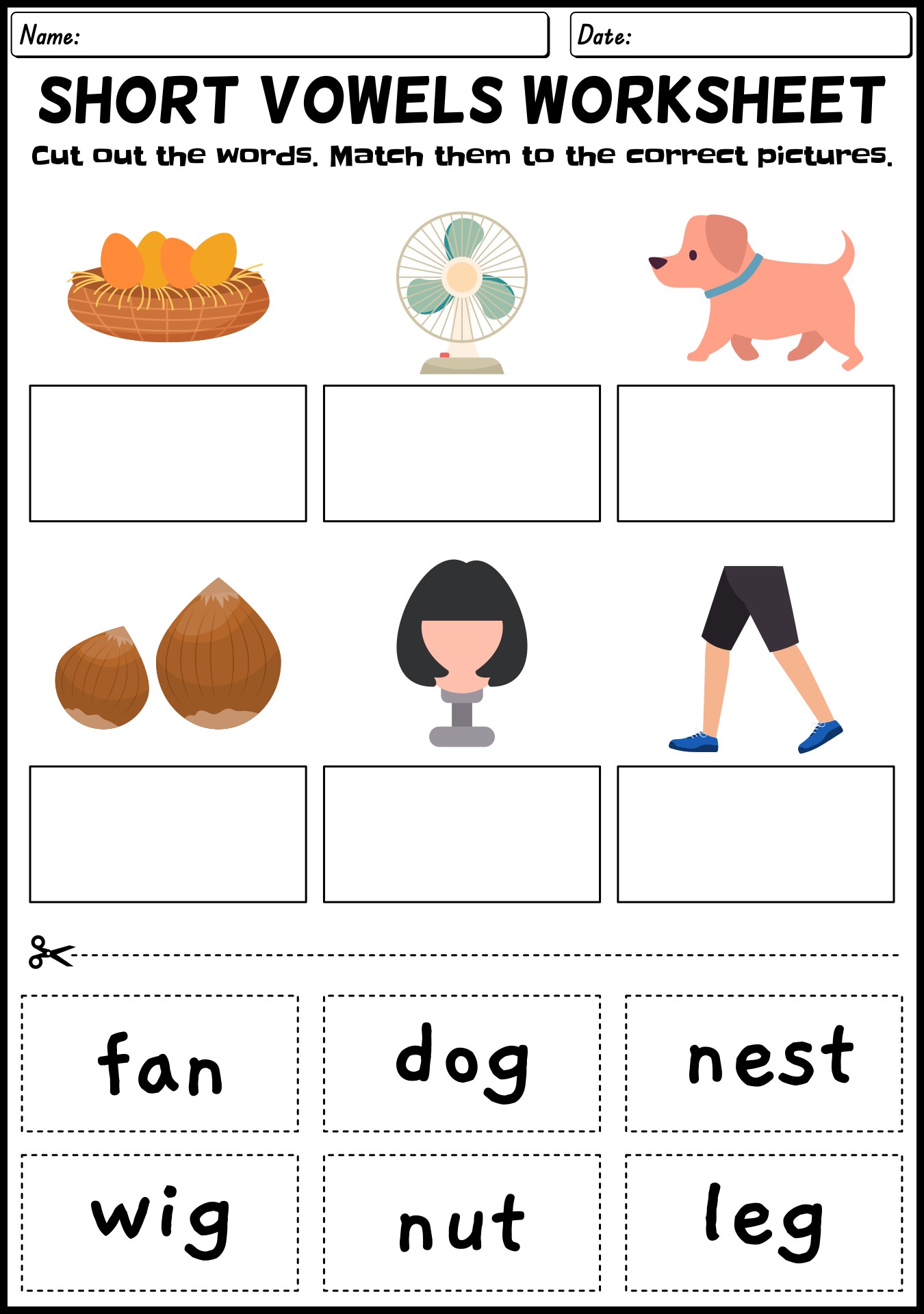 Phonics Short Vowel Sound Worksheets For Grade 1