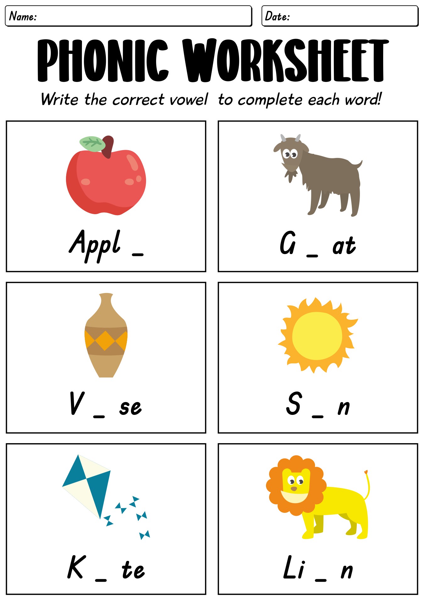 Phonics Worksheets For First Grade Students