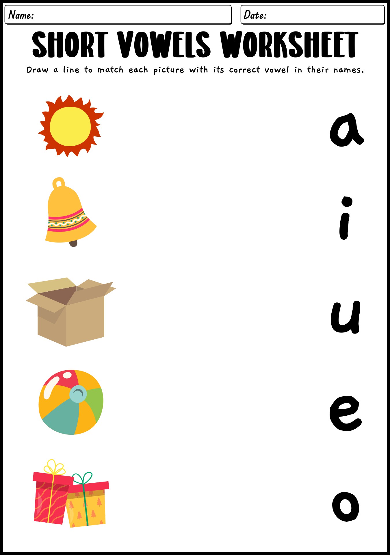 Phonics Worksheets On Short Vowels For 1st Grade Students