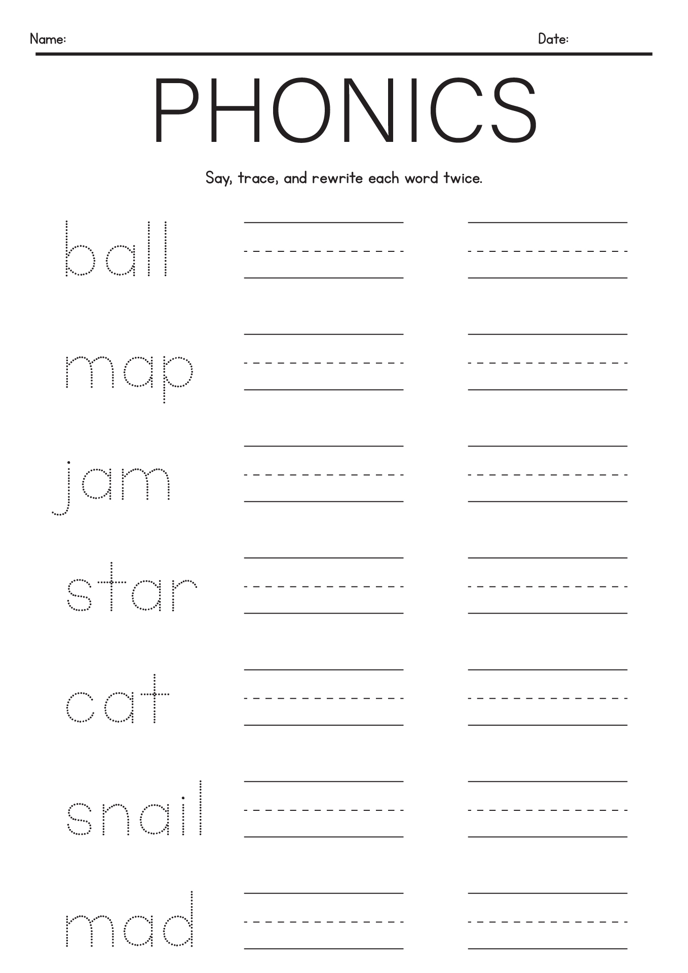 Phonics Worksheets Tools for 1st Graders