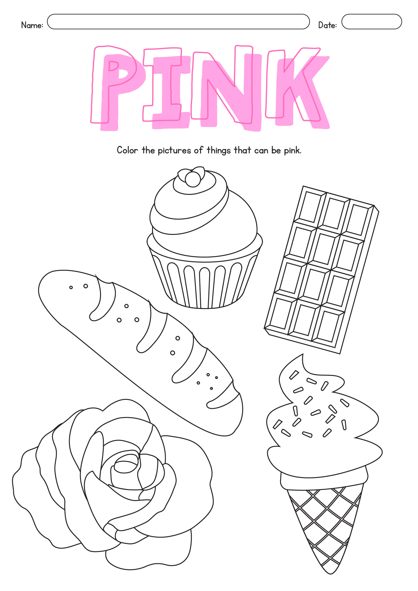 Pink Color Activities and Worksheets for Kindergarten