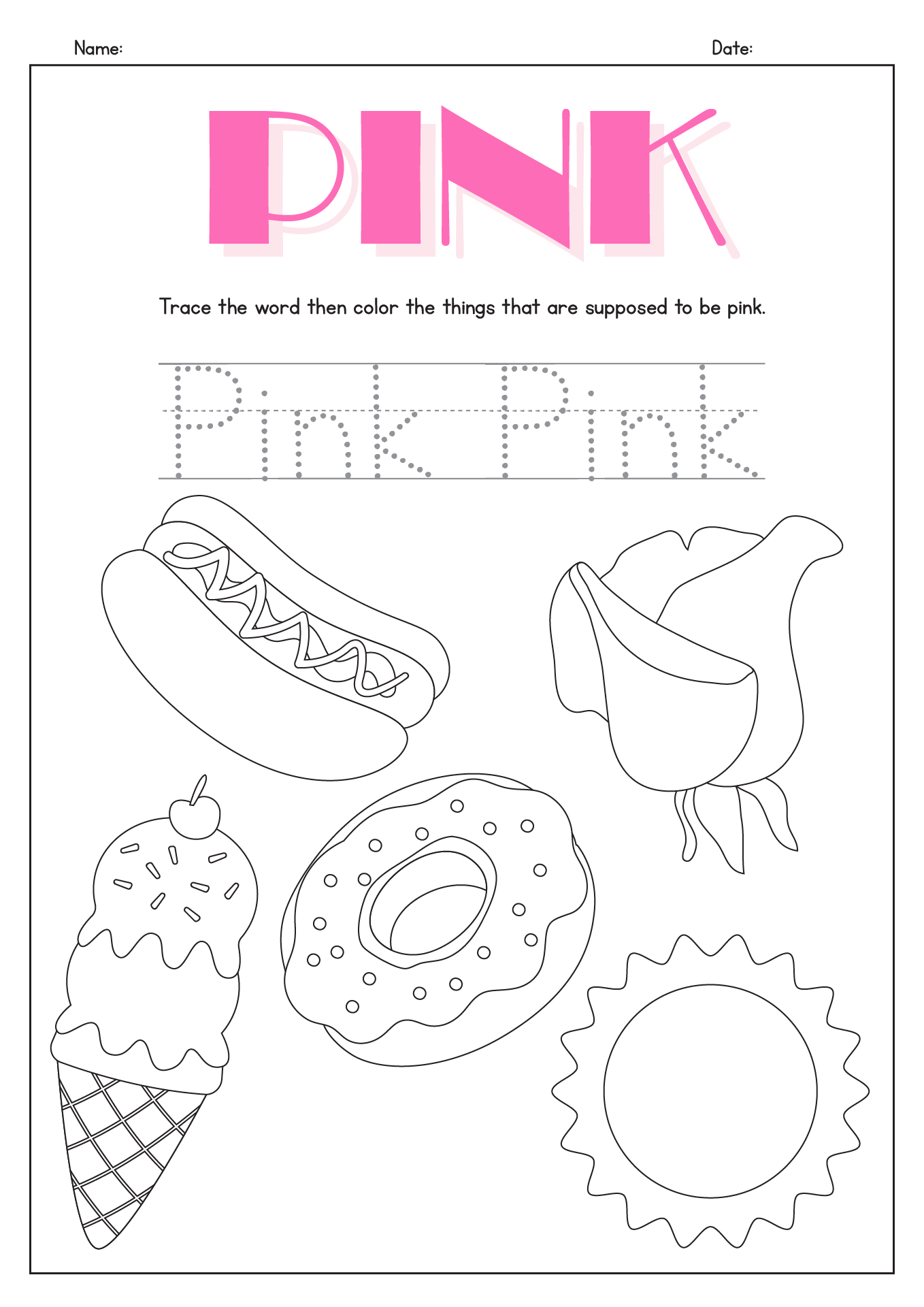 Pink-Themed Activity Worksheets For Kindergarten