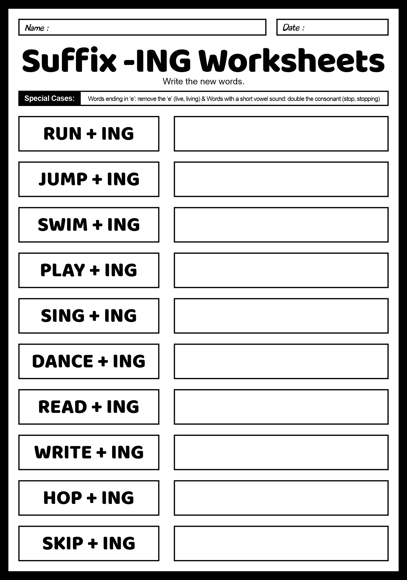 Practicing Suffix ING Worksheets for First Grade