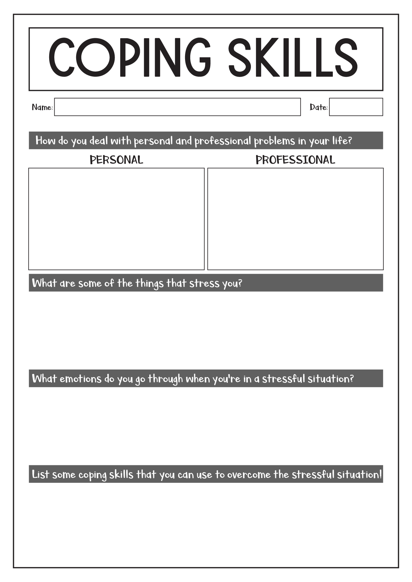 11 Free Printable Worksheets Coping Skills - Free PDF at worksheeto.com