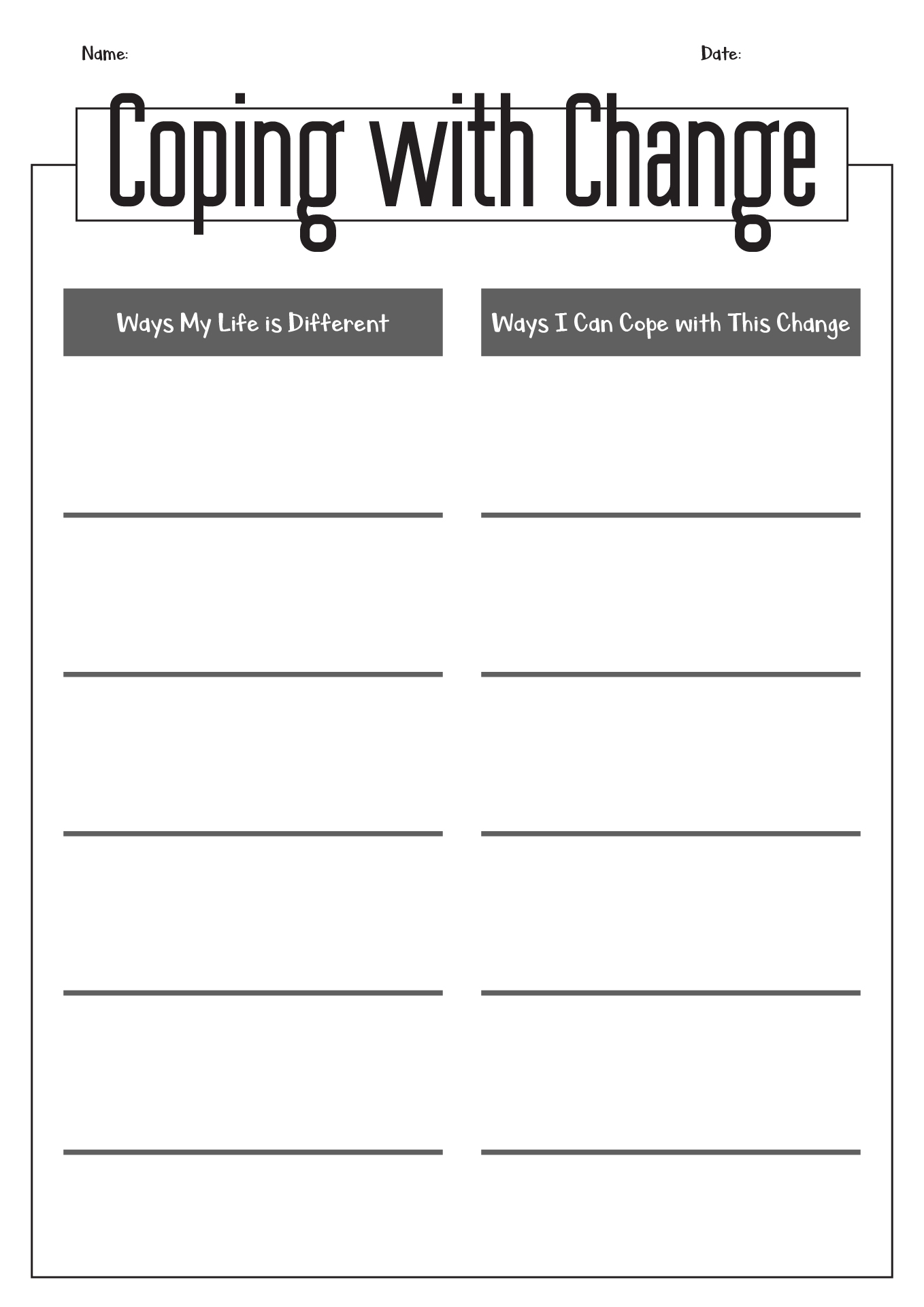 Printable Mental Health Worksheets for Adults