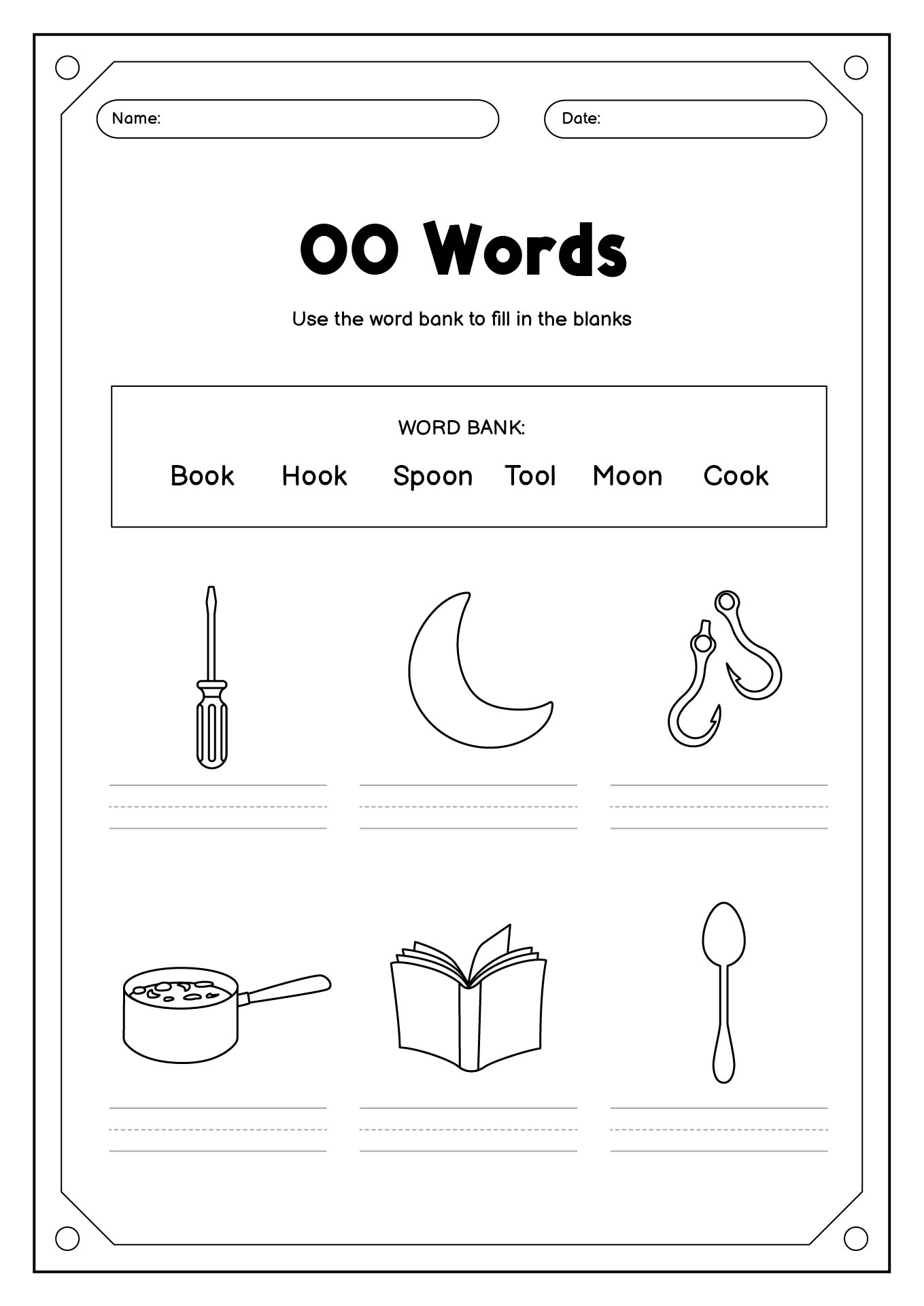 Printable Oo Phonics Word List Activities