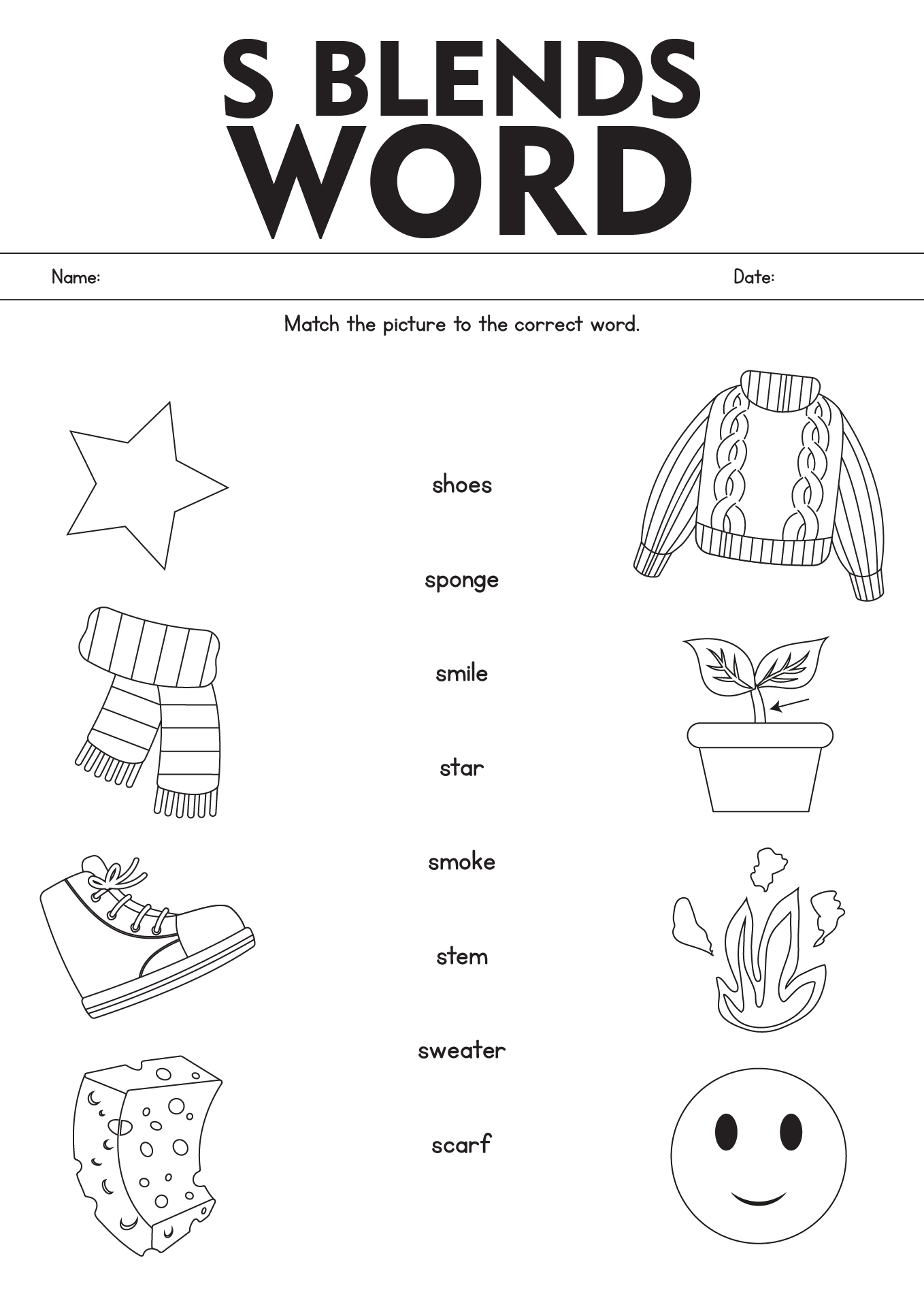 S-Blends Worksheets Resources For First Graders