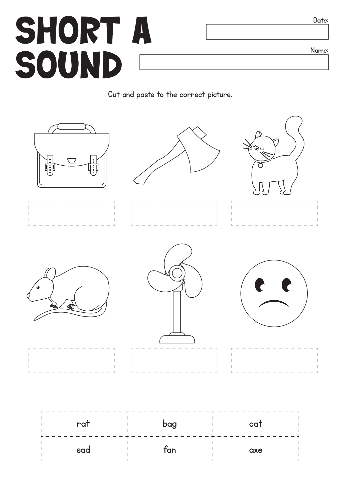 Short A Sound Phonics Exercises for First Graders