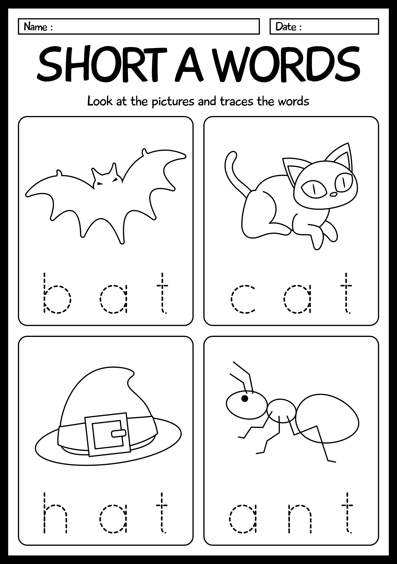 Short A Words Worksheet