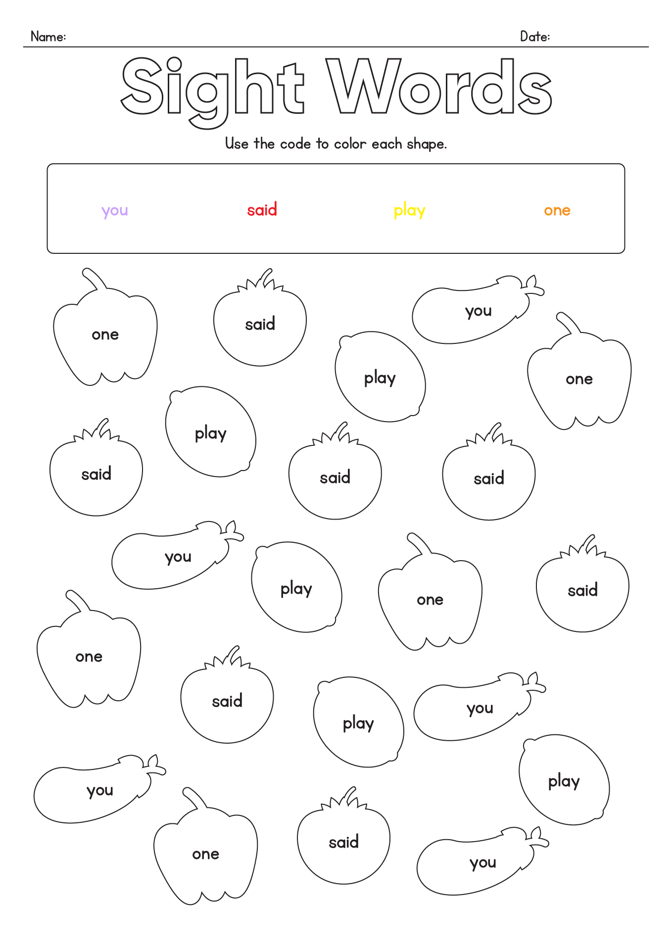 Sight Words For First Graders Phonics Worksheets