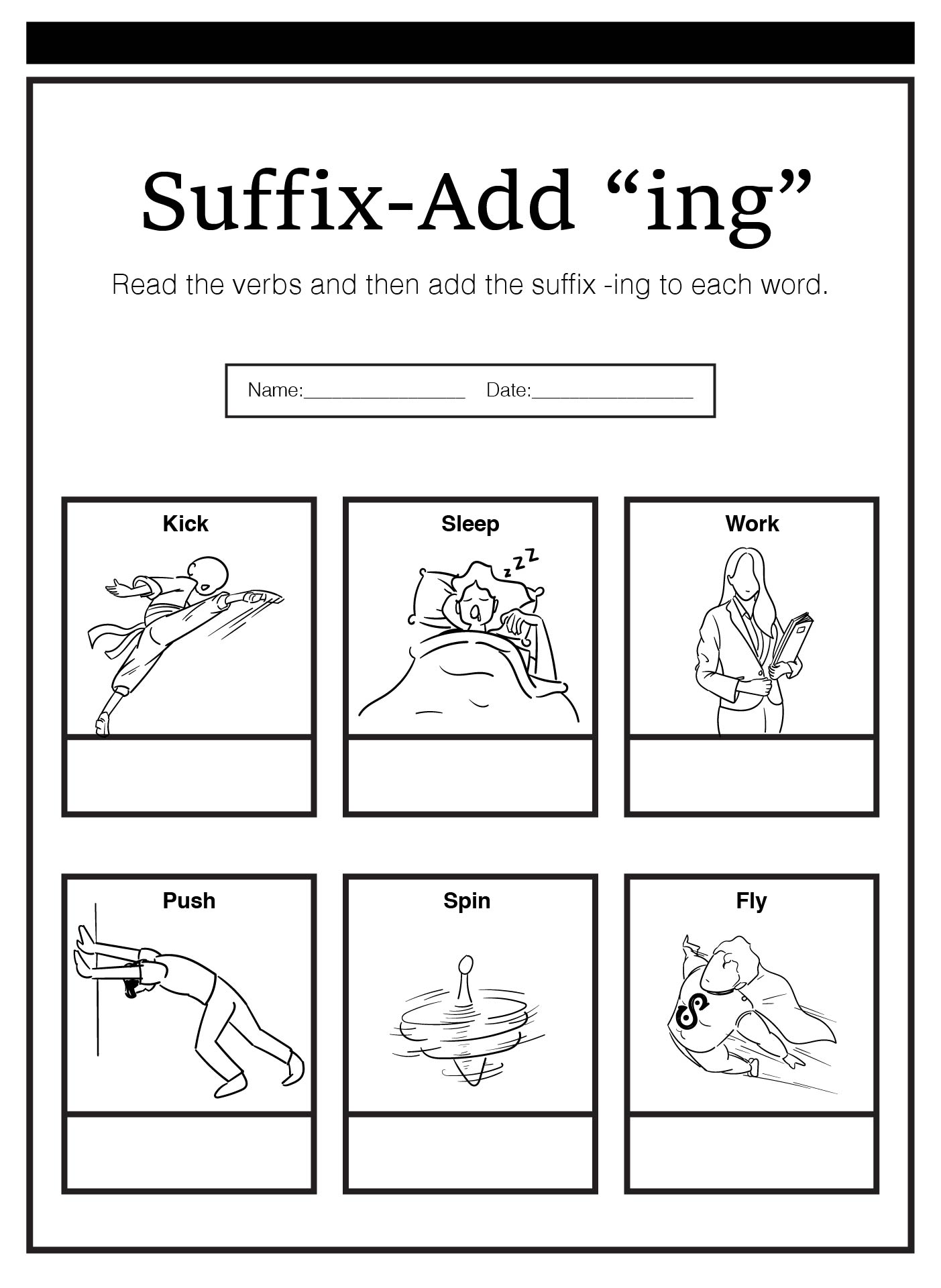 Suffix ING Worksheets Games for First Grade