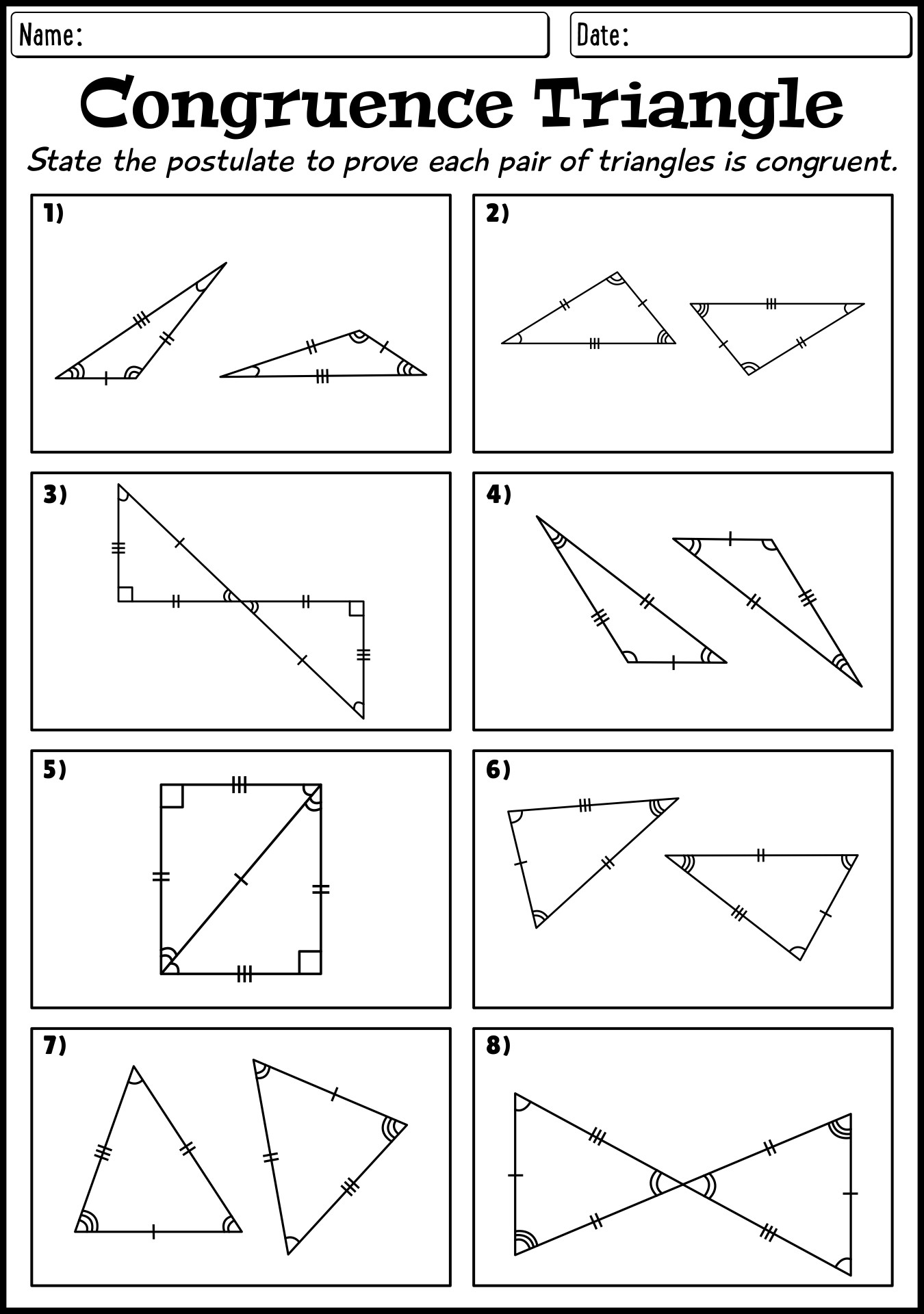 Triangle Congruence Proofs Worksheets