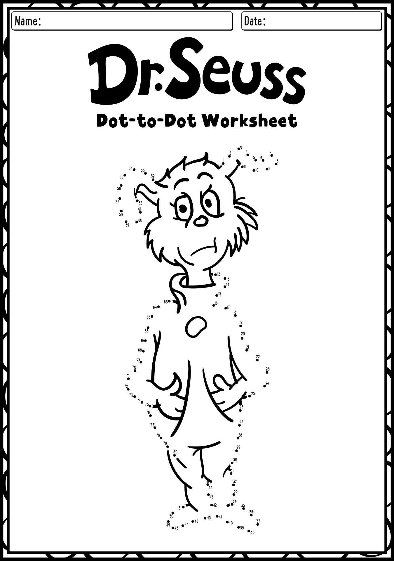 Worksheet Dr. Seuss Dot Connecting Games For Kids