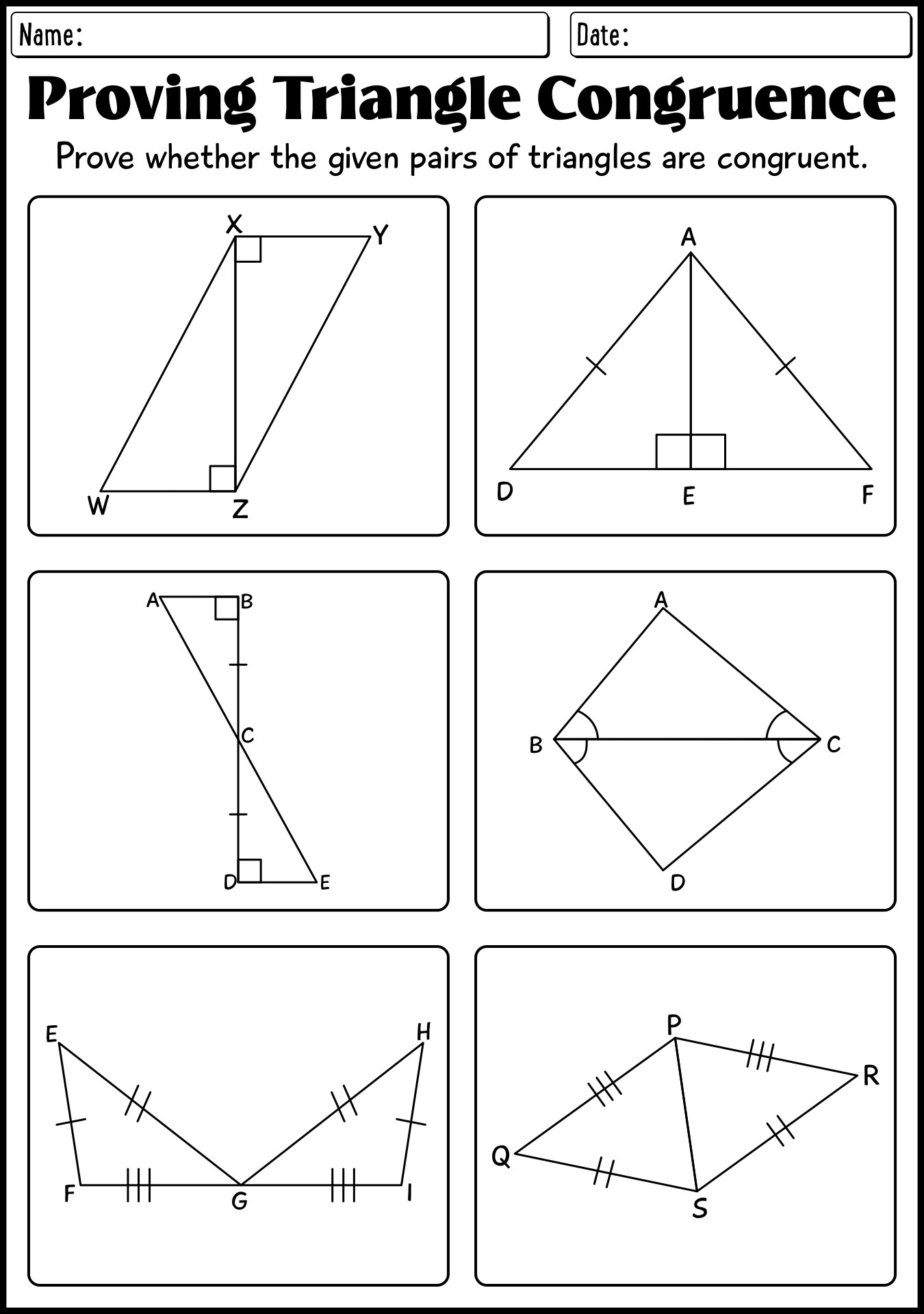 Worksheet On Proving Triangle Congruence