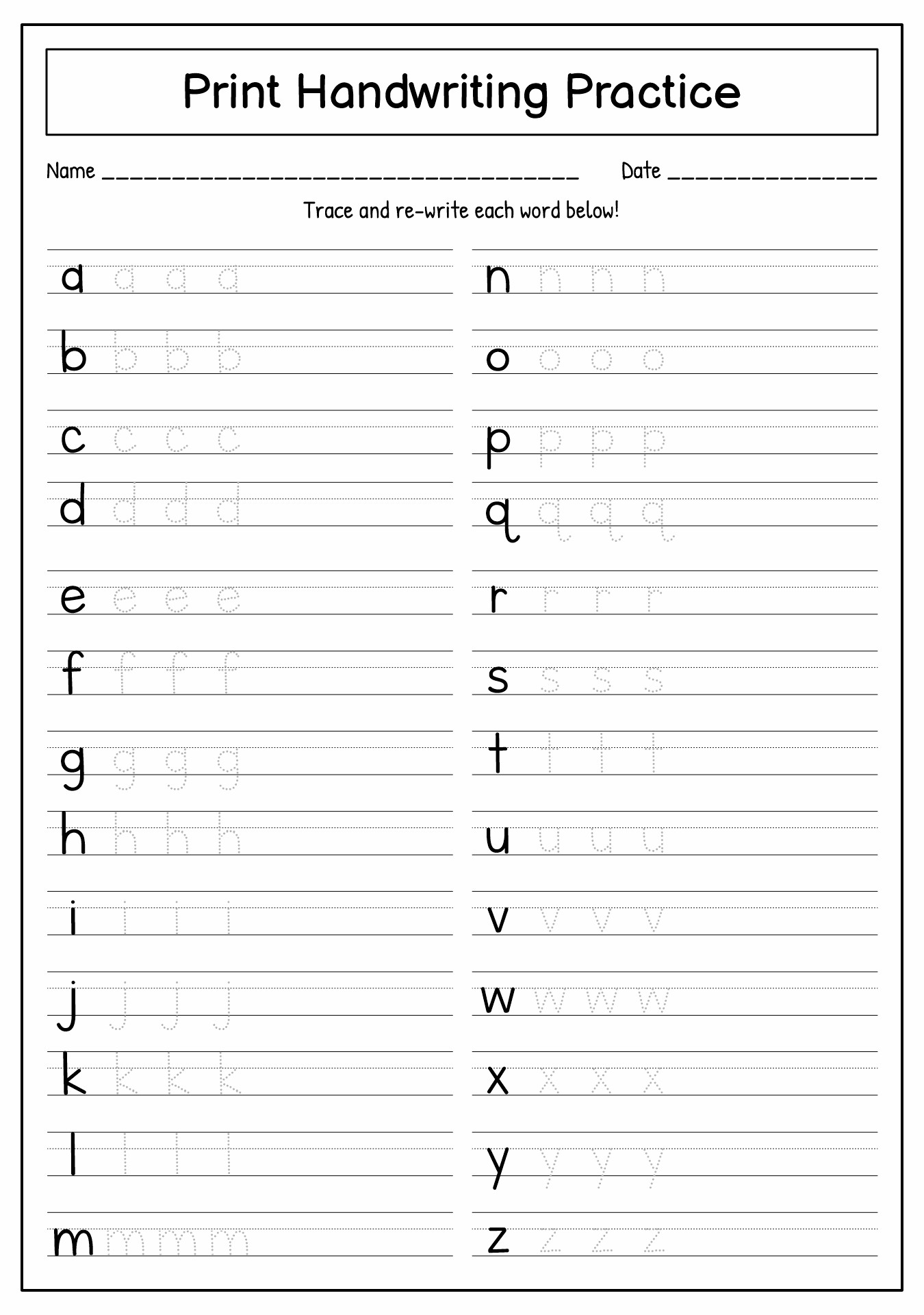 Adult Handwriting Exercises Printable