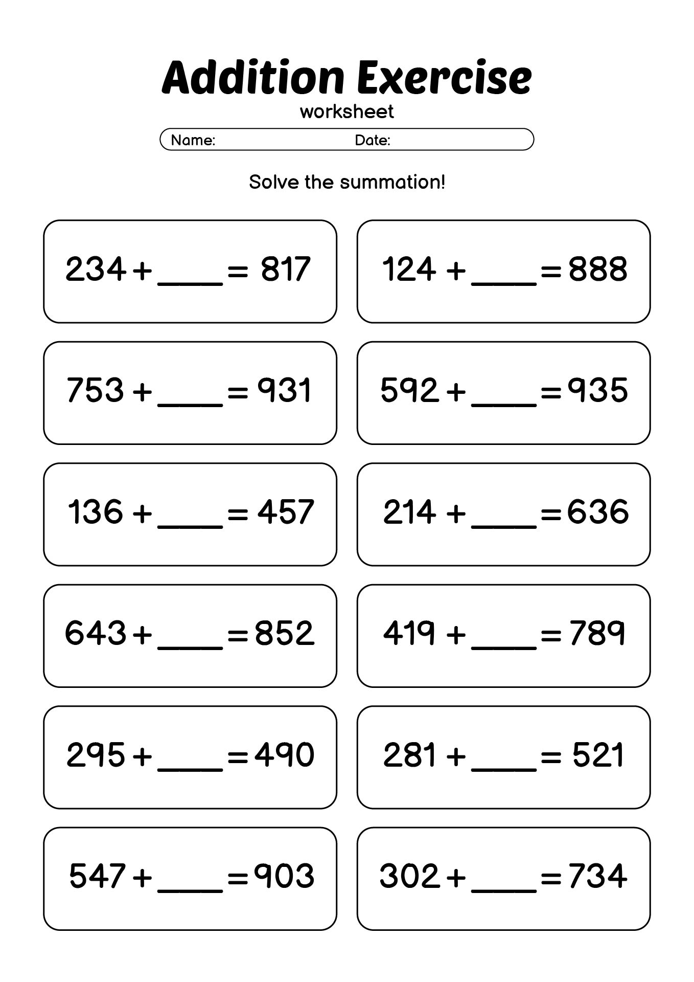 Advanced Three-Digit Addition Worksheets for Students