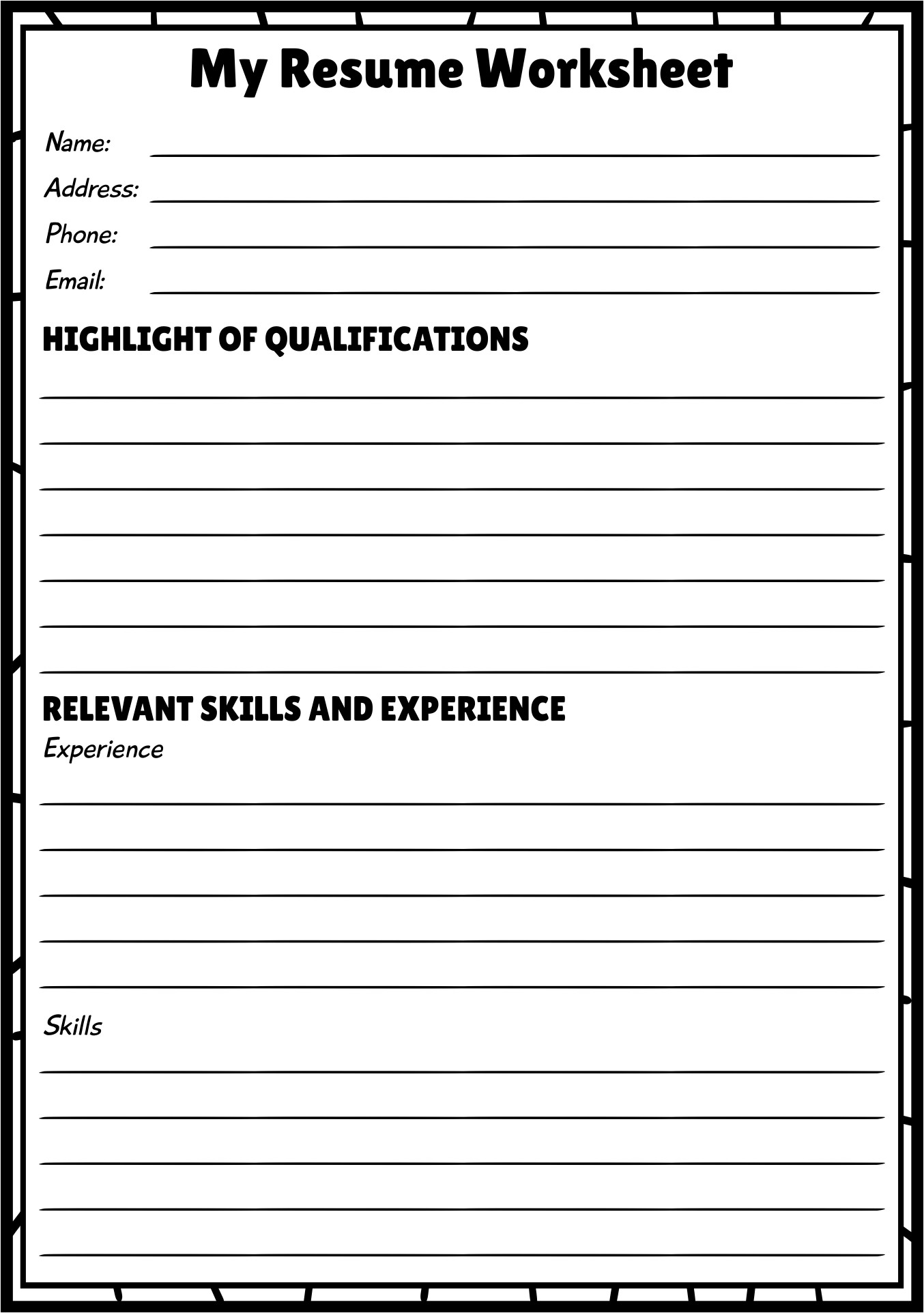 Basic Empty Resume Layout