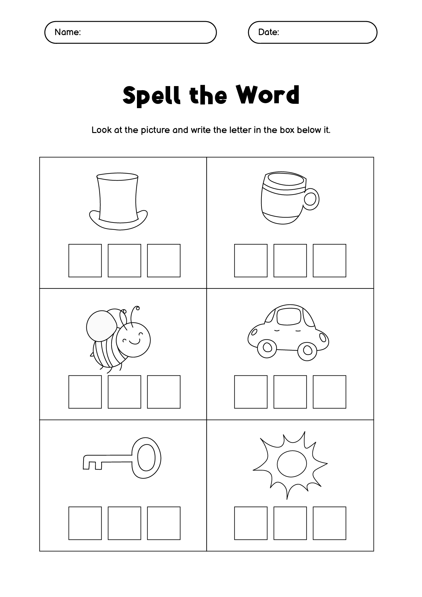 Beginner Spelling Worksheets for First Grade Learners