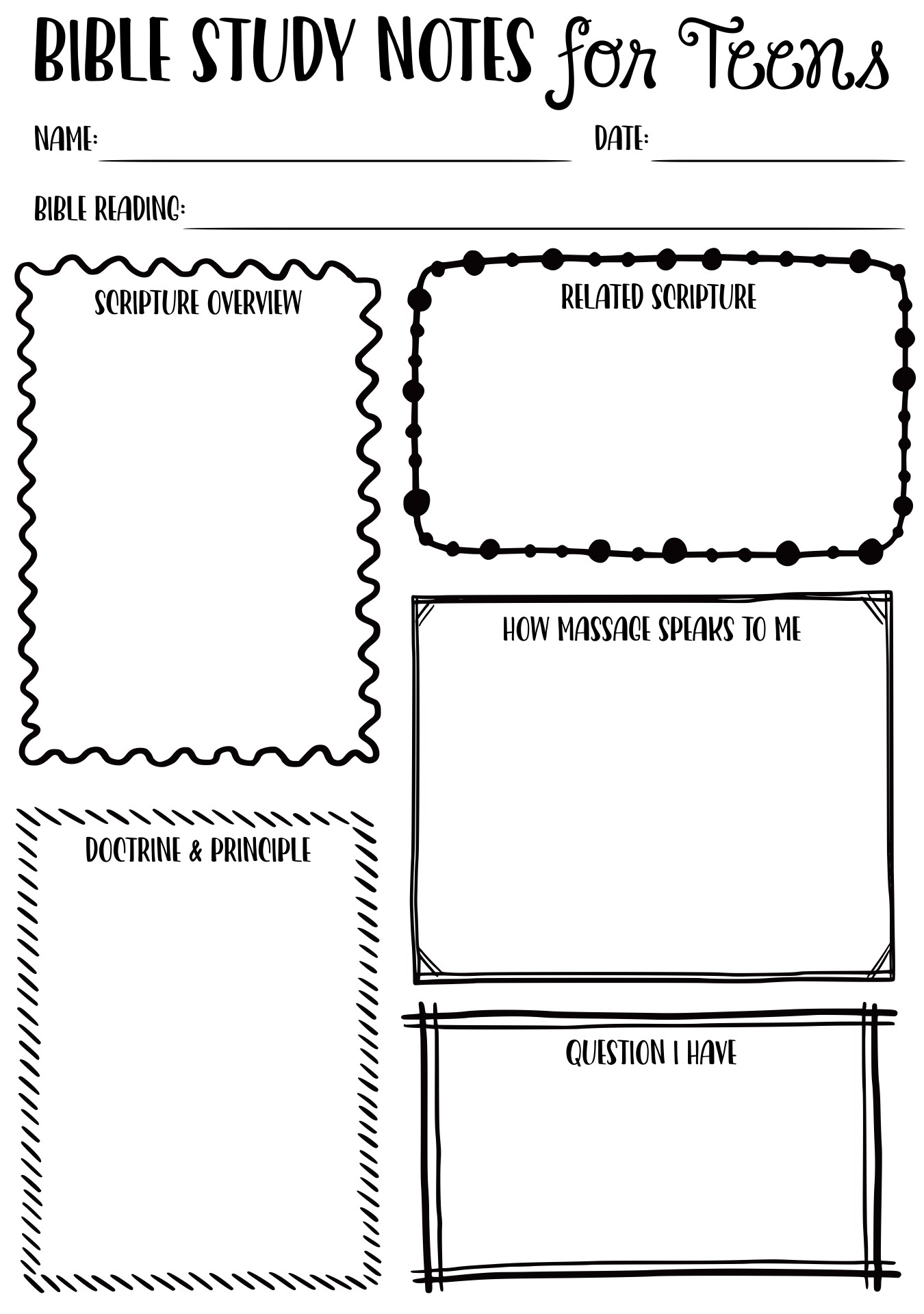 Bible Study Journal Notes For Teens Worksheet