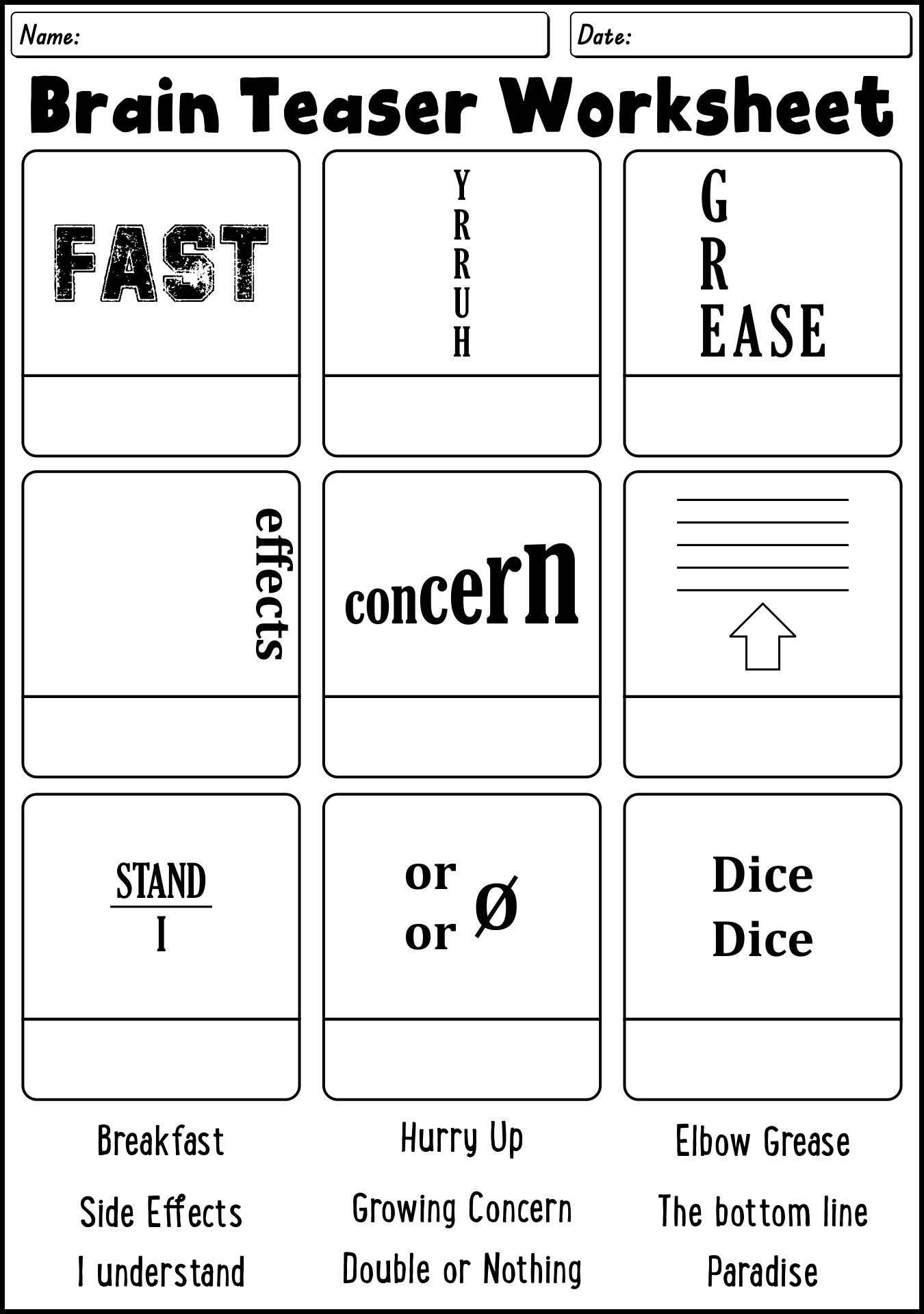 Brain Teaser Worksheets For 1st Graders Printable