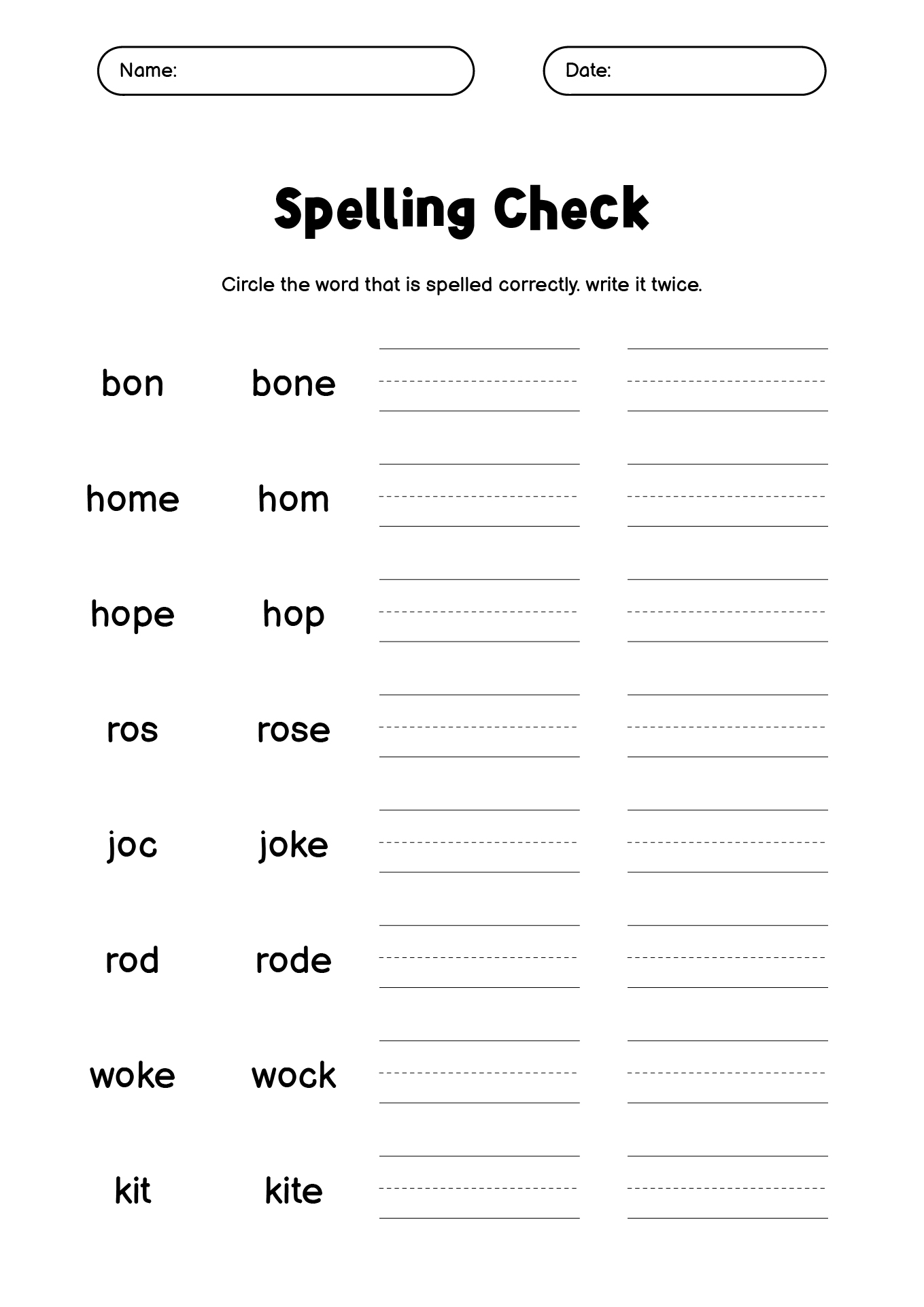 Easy Spelling Worksheets for Grade 1 Students