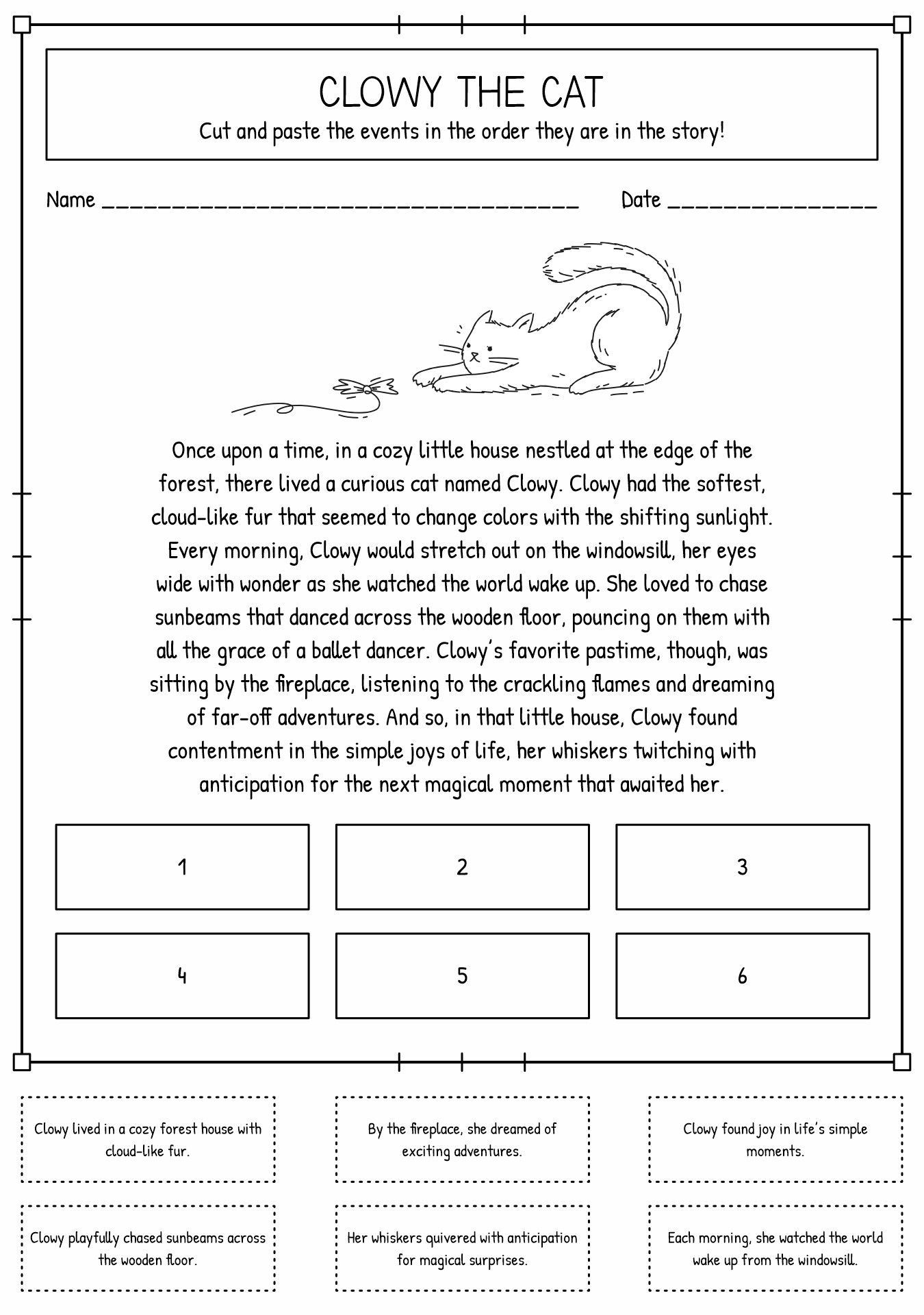 First Grade Reading Comprehension Sequence Worksheets