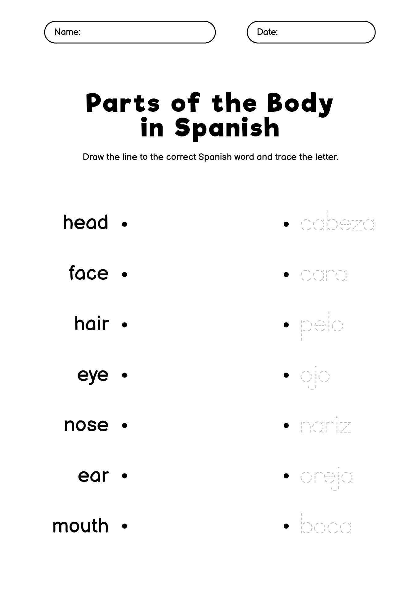 First Grade Spanish Conversation Exercise Sheets