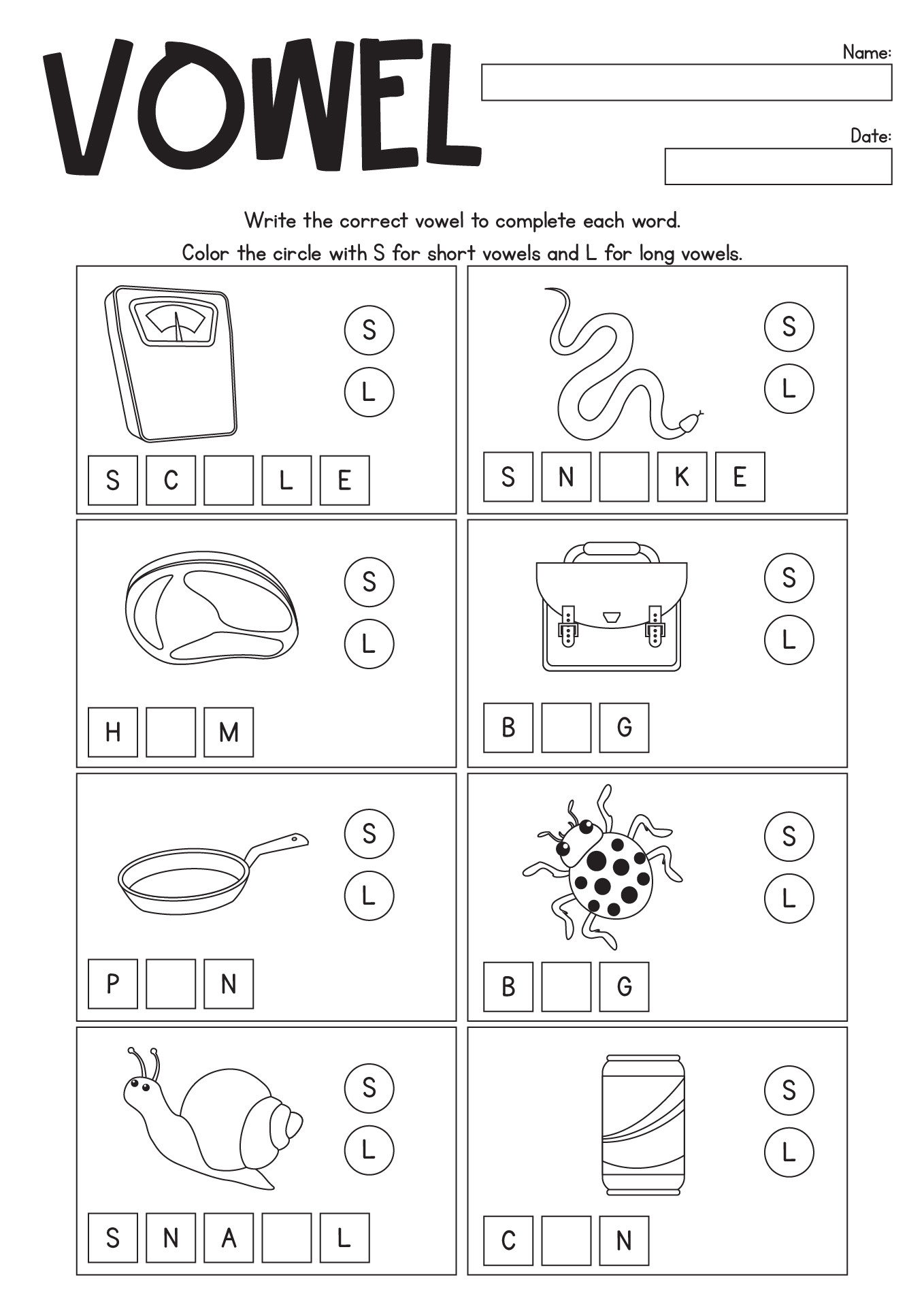 First Grade Vowel Sound Worksheets