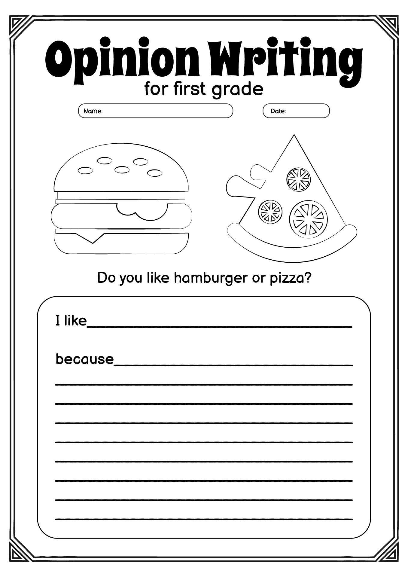 Fun Opinion Writing Tasks for First Grade Students