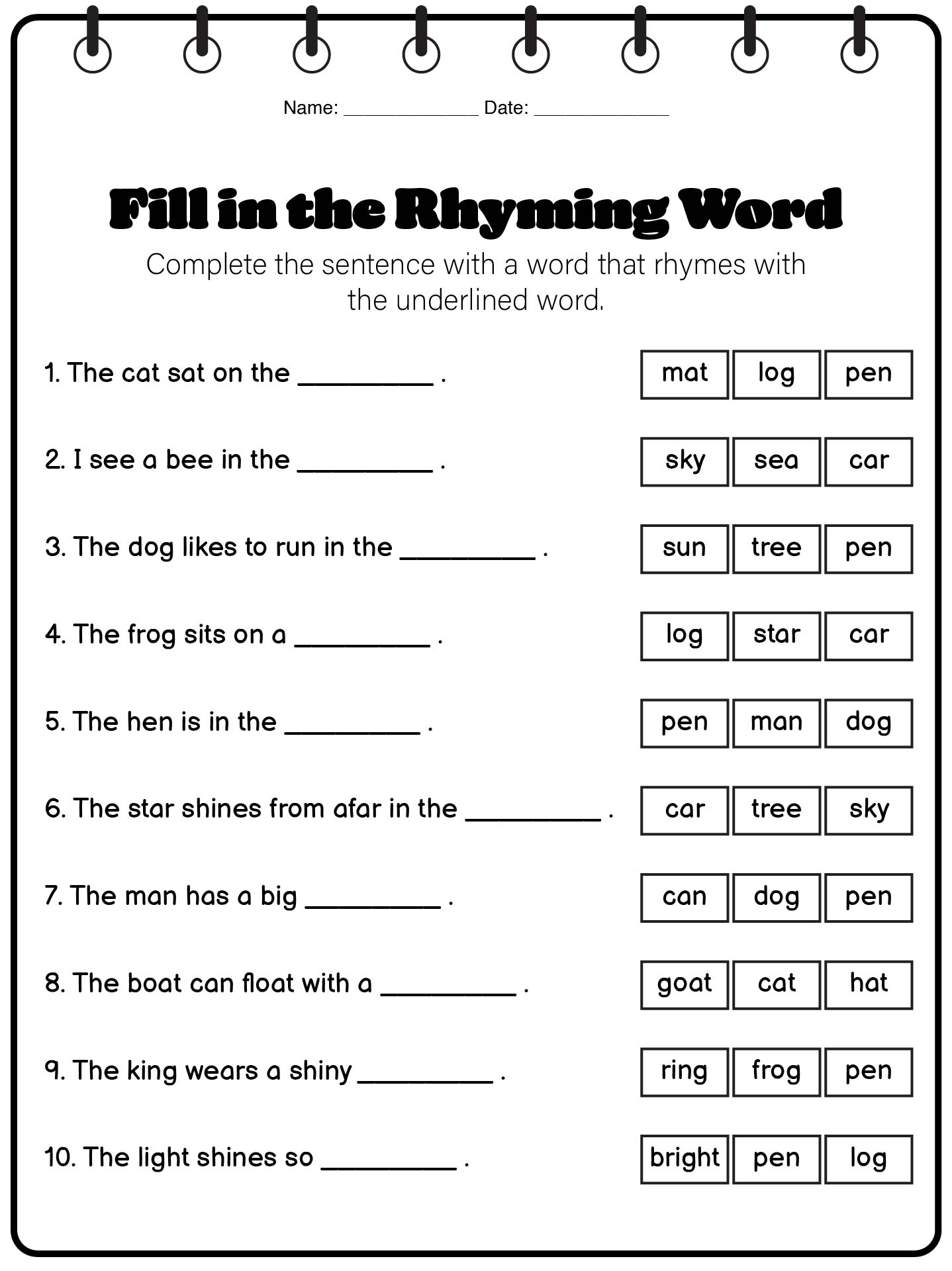 Grade 1 Phonics Rhyming Workbooks