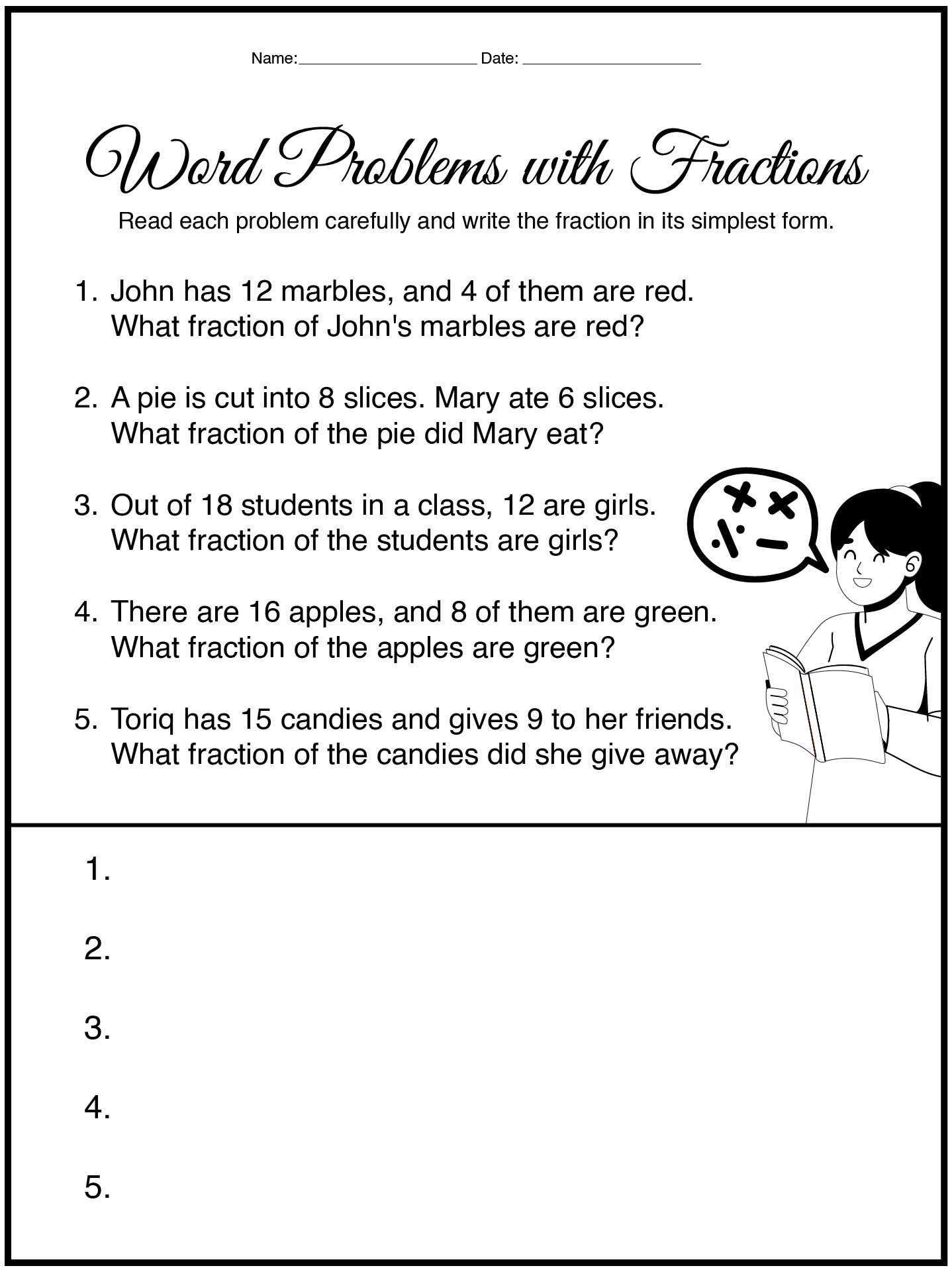 Grade 5 Reducing Fractions Practice Sheets