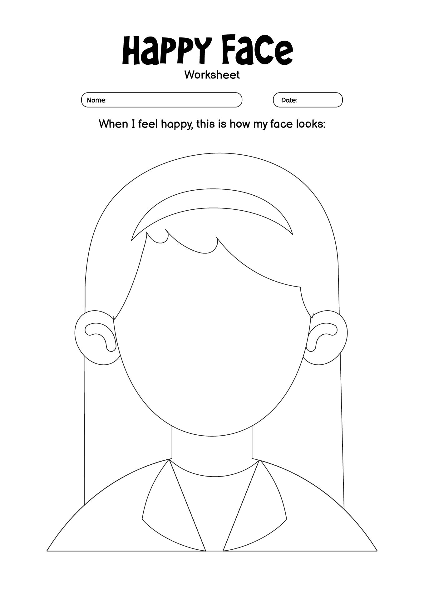 Happy Face Recognition Skills Printable Worksheet