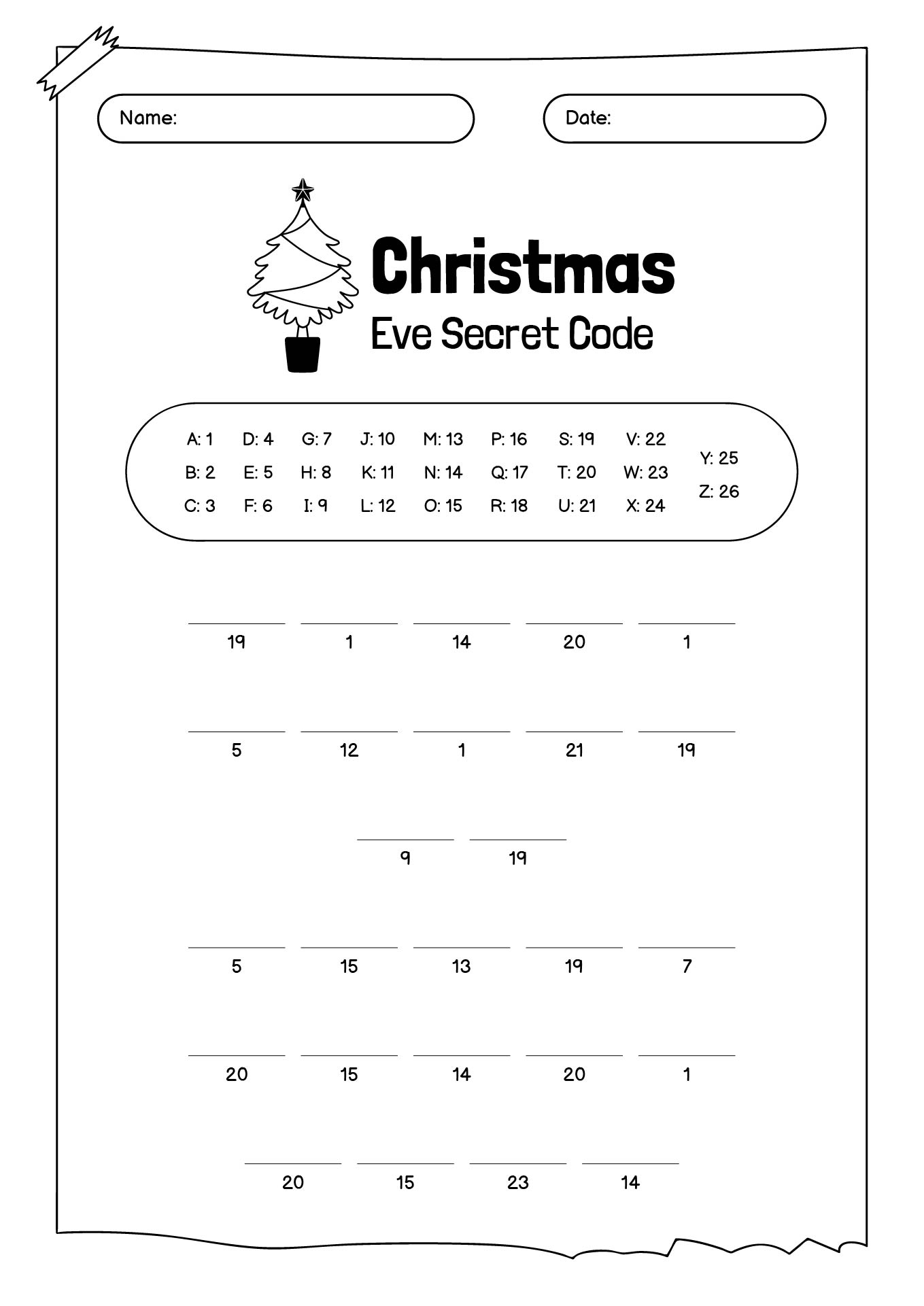 Holiday Secret Code Activities