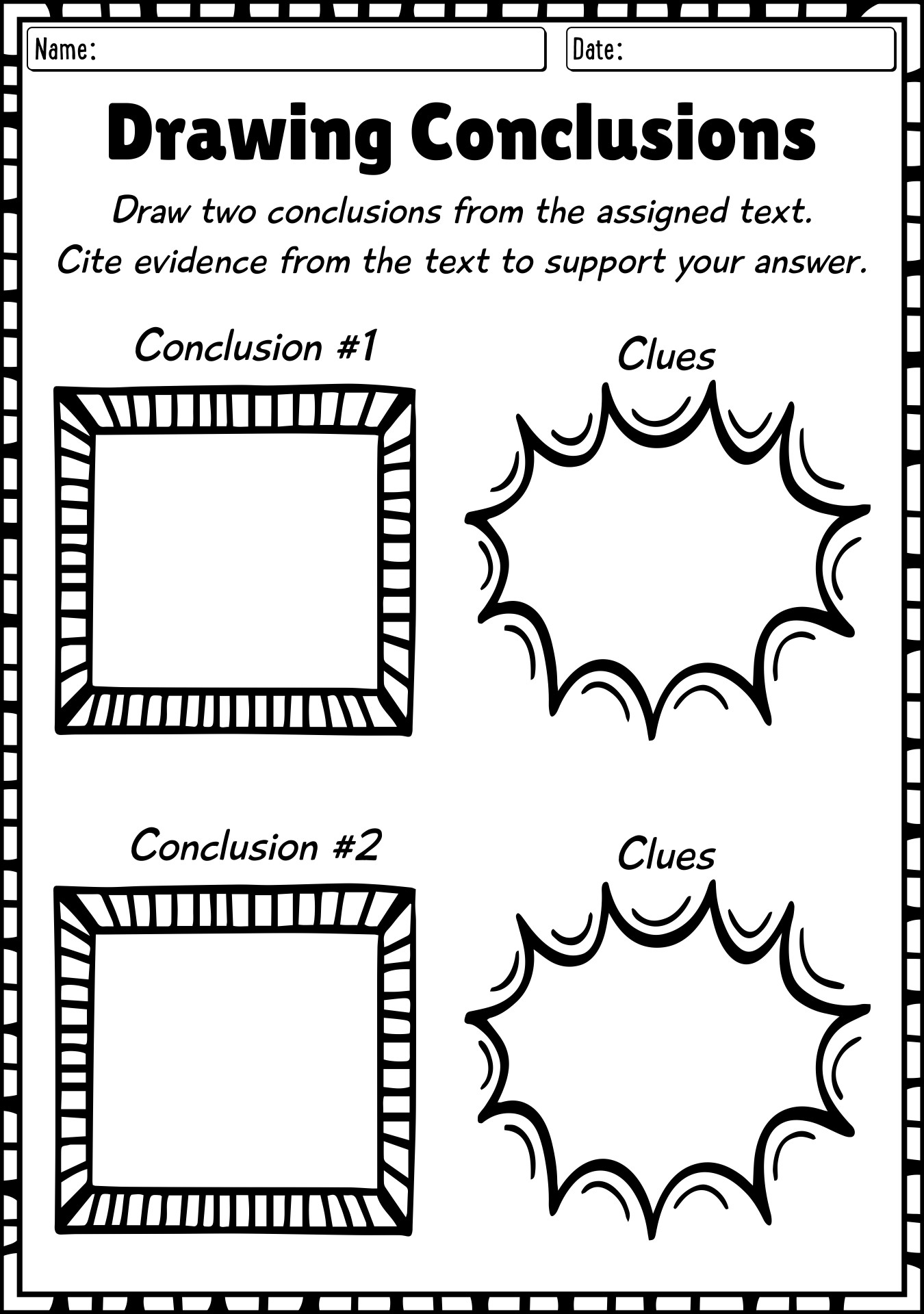 Interactive Drawing Conclusions Worksheets for First Grade