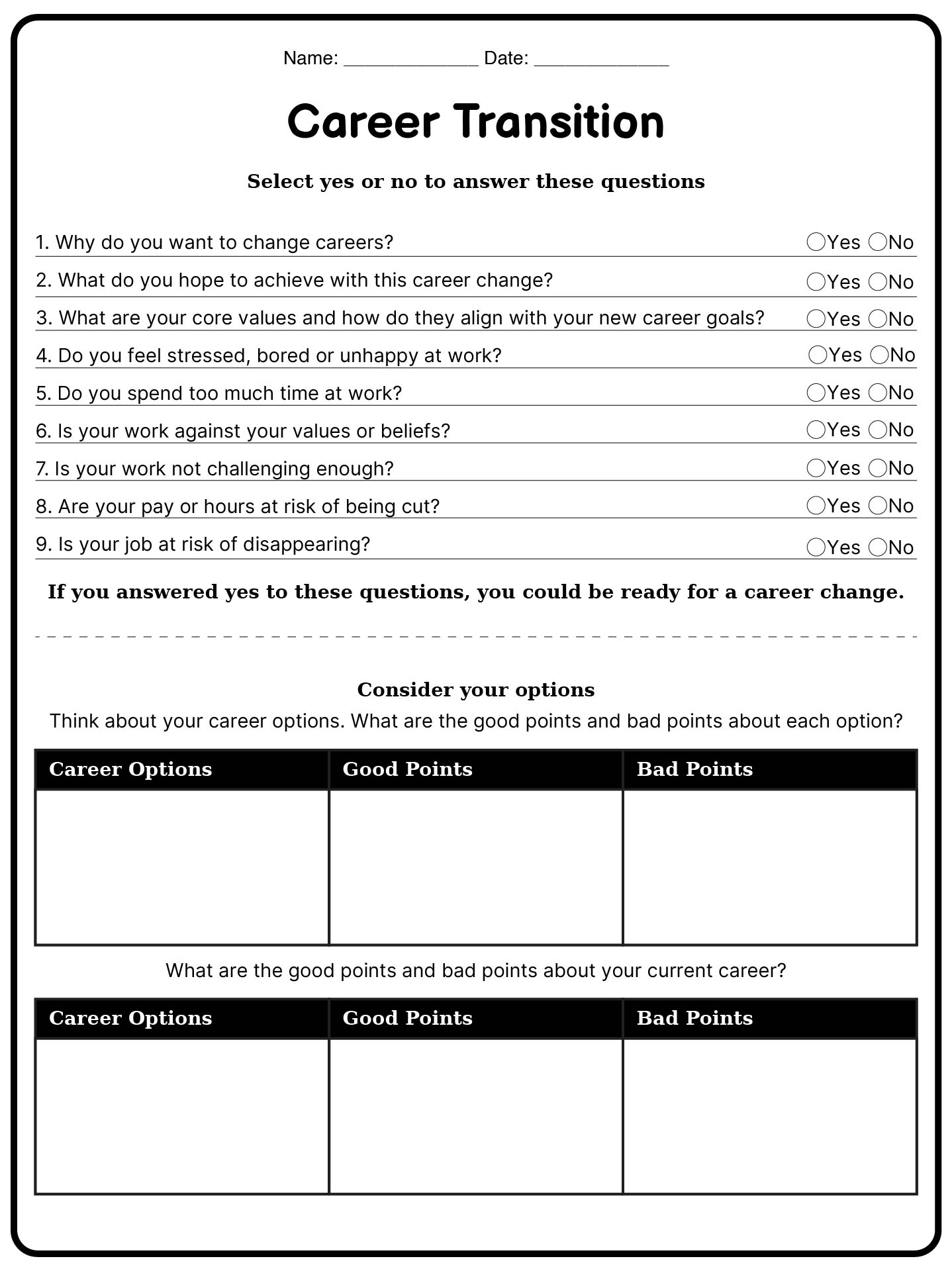 My Career Transition Worksheet