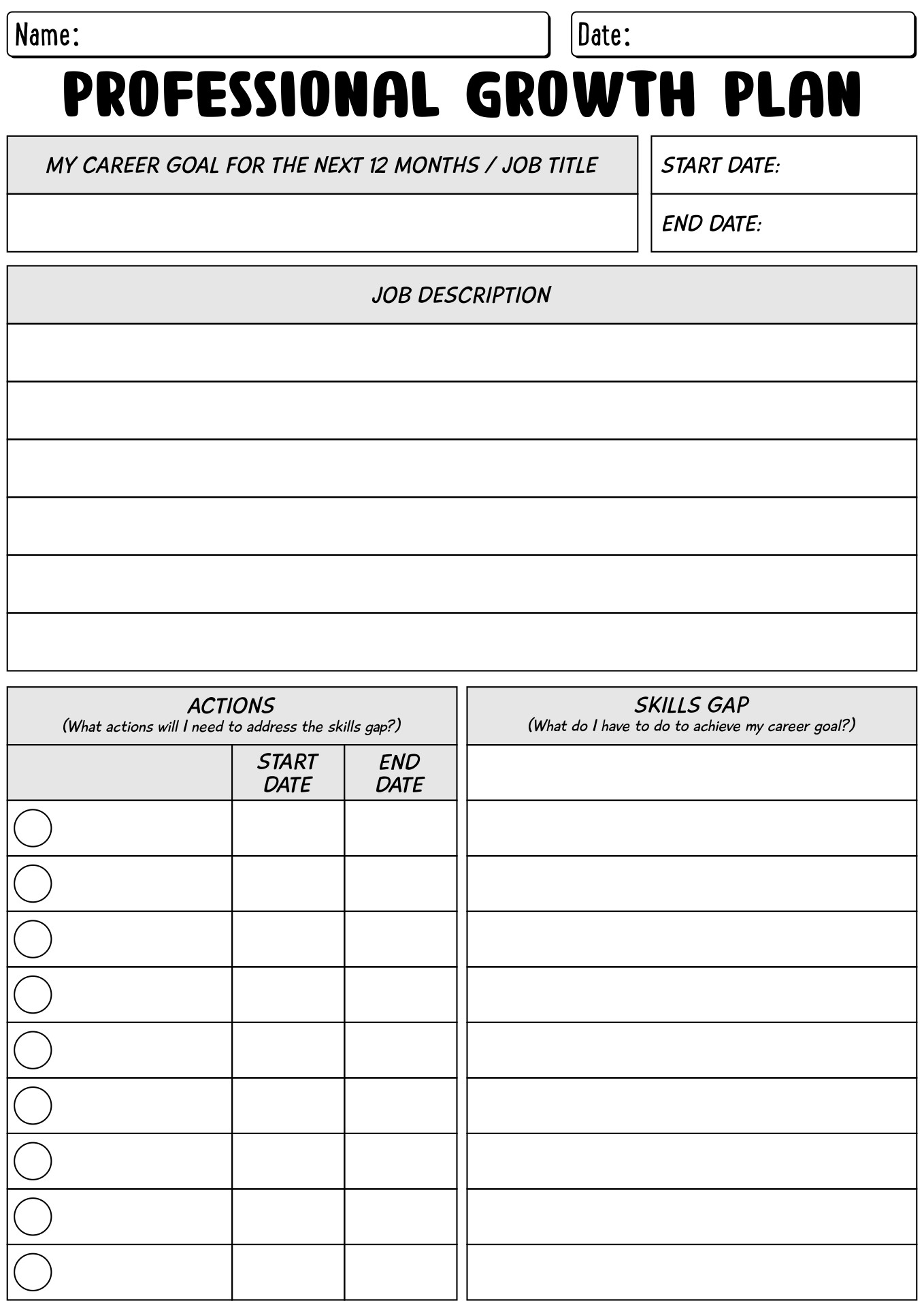 My Professional Growth Worksheet