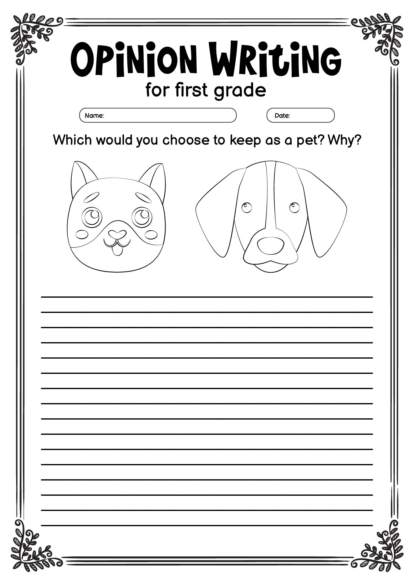 Opinion Writing Activities for 1st Graders