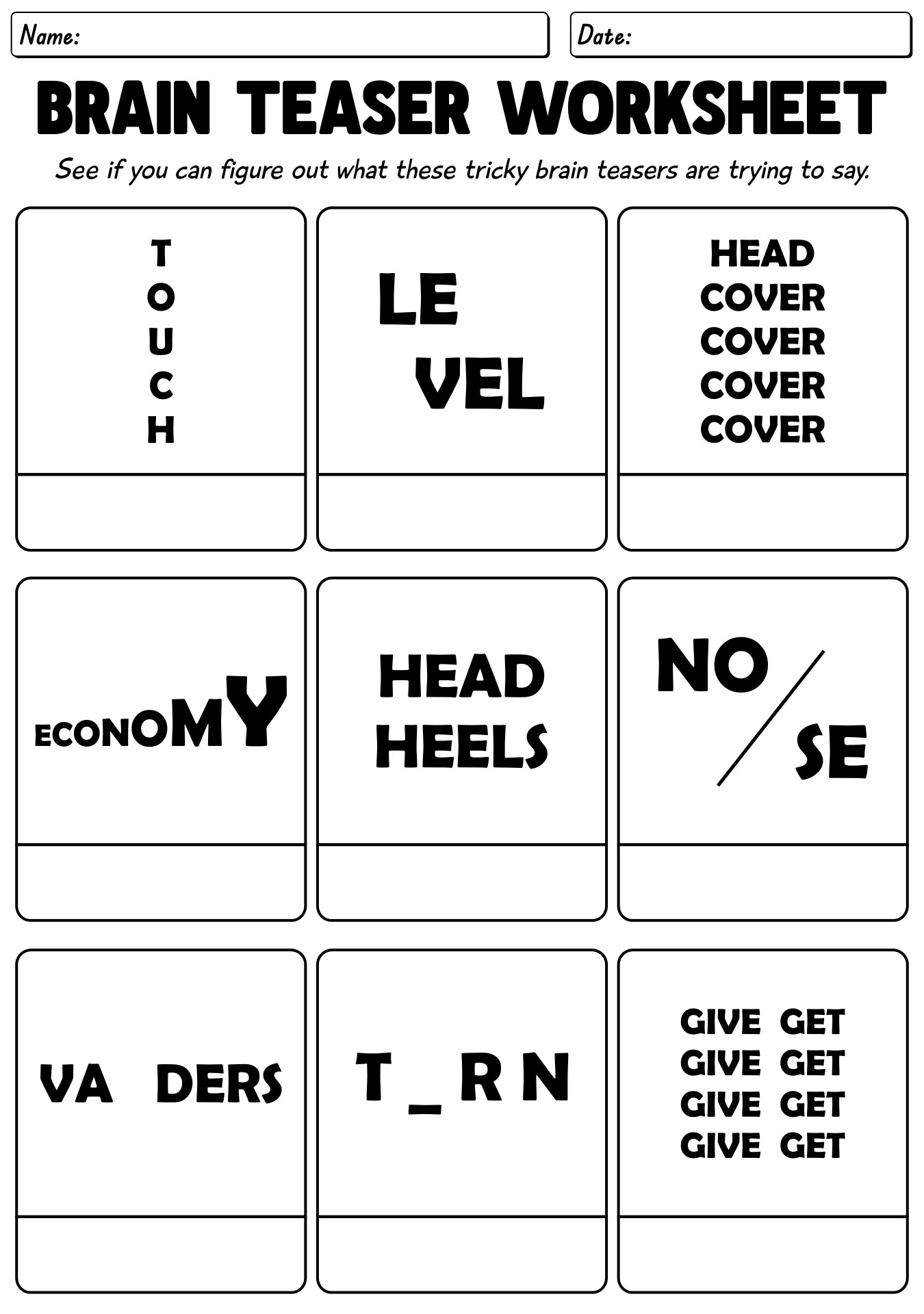 Printable First Grade Brain Teaser Activity Sheets