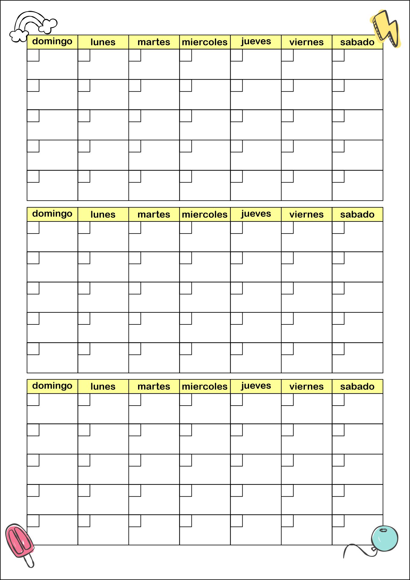 Printable Spanish Monthly Calendar Worksheets