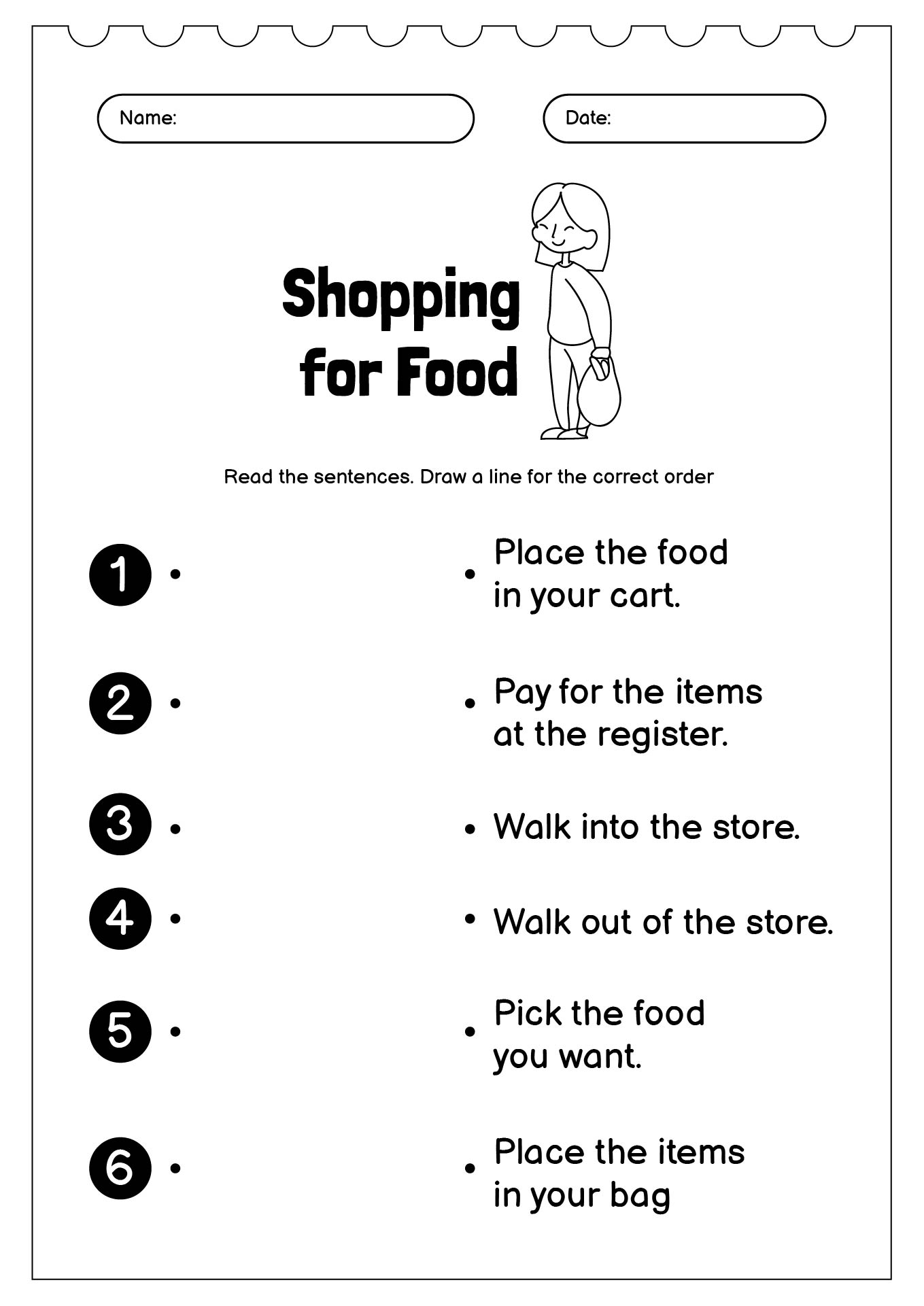 Reading Order Practice Sheets for First Graders