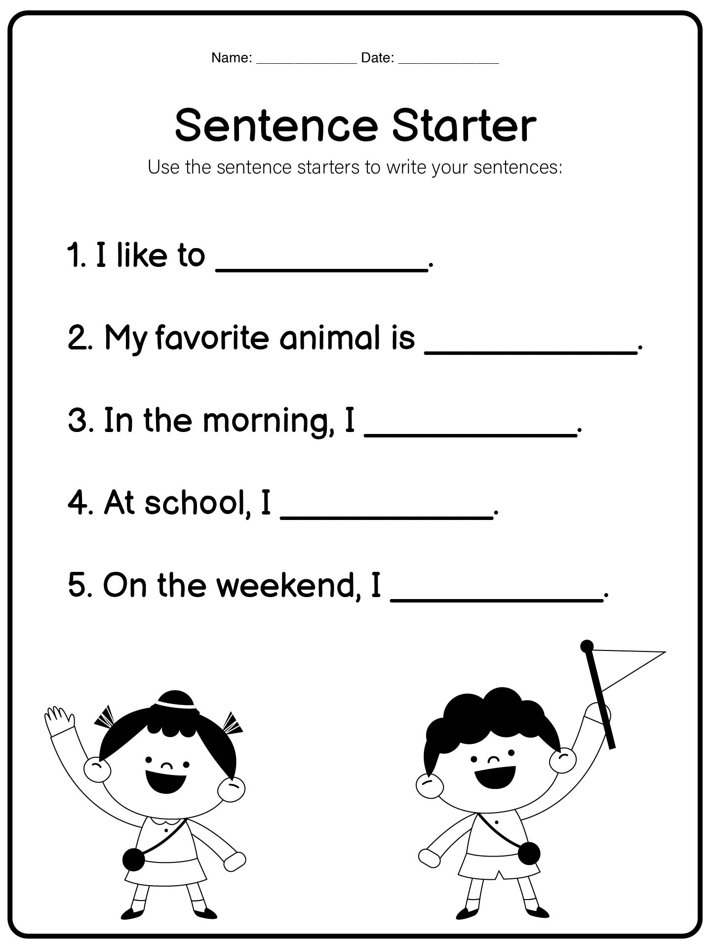 Sentence Writing Activities for First Graders