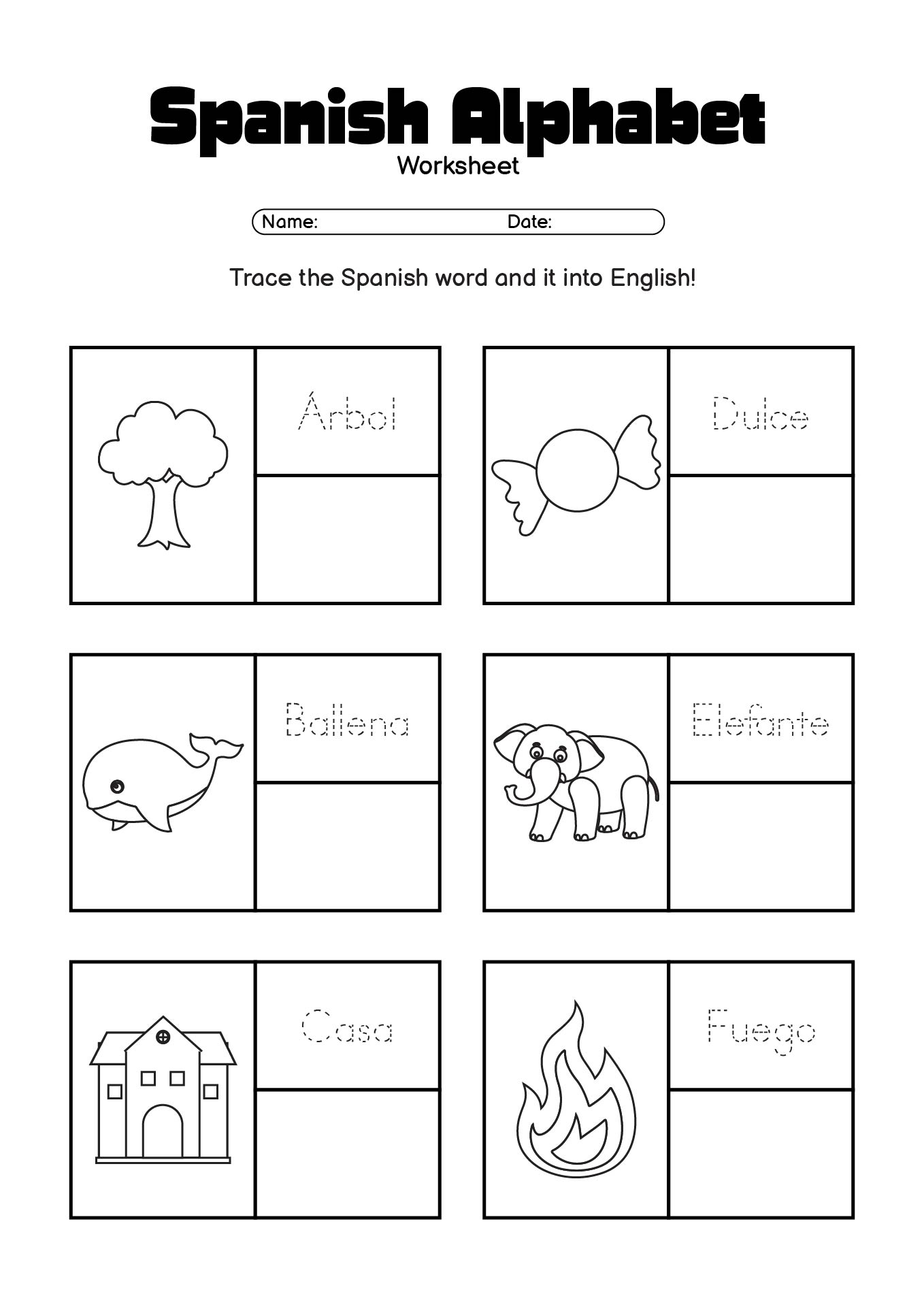 Spanish Alphabet Worksheets for First Graders