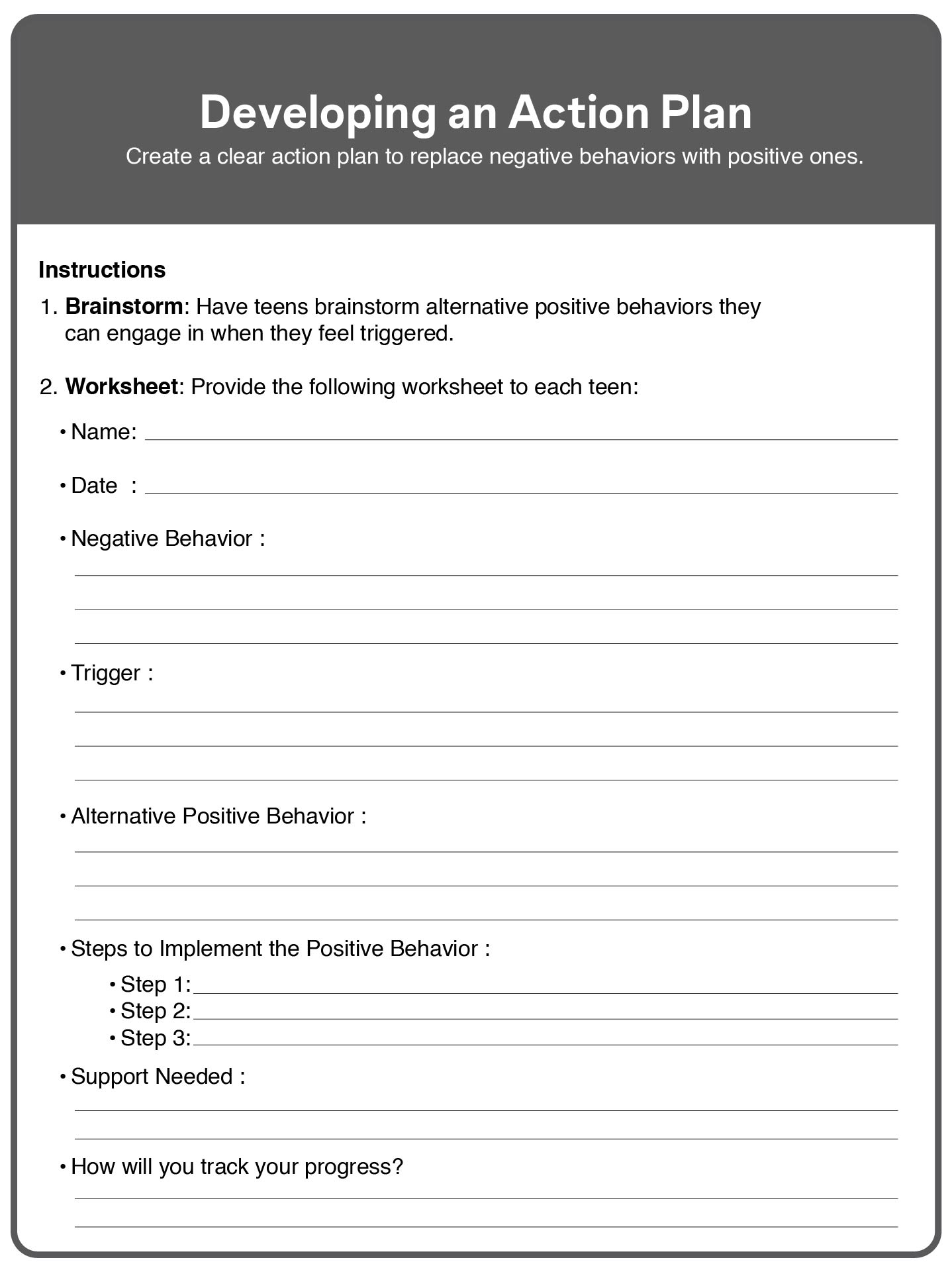 Transforming Negative Behavior Activities for Teens