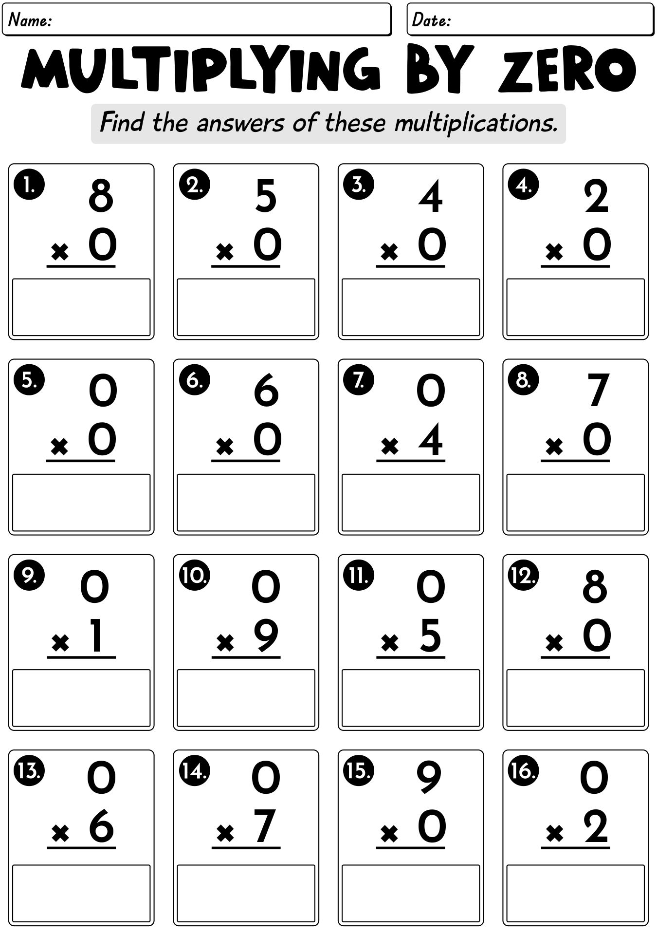 0 Multiplication Skill Builders For Beginners