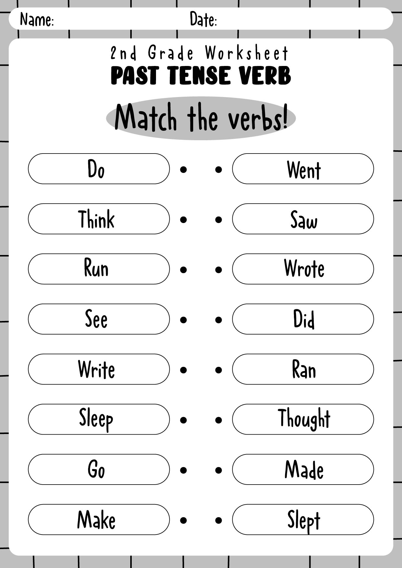 2nd Grade Past tense Verb Activity Worksheet