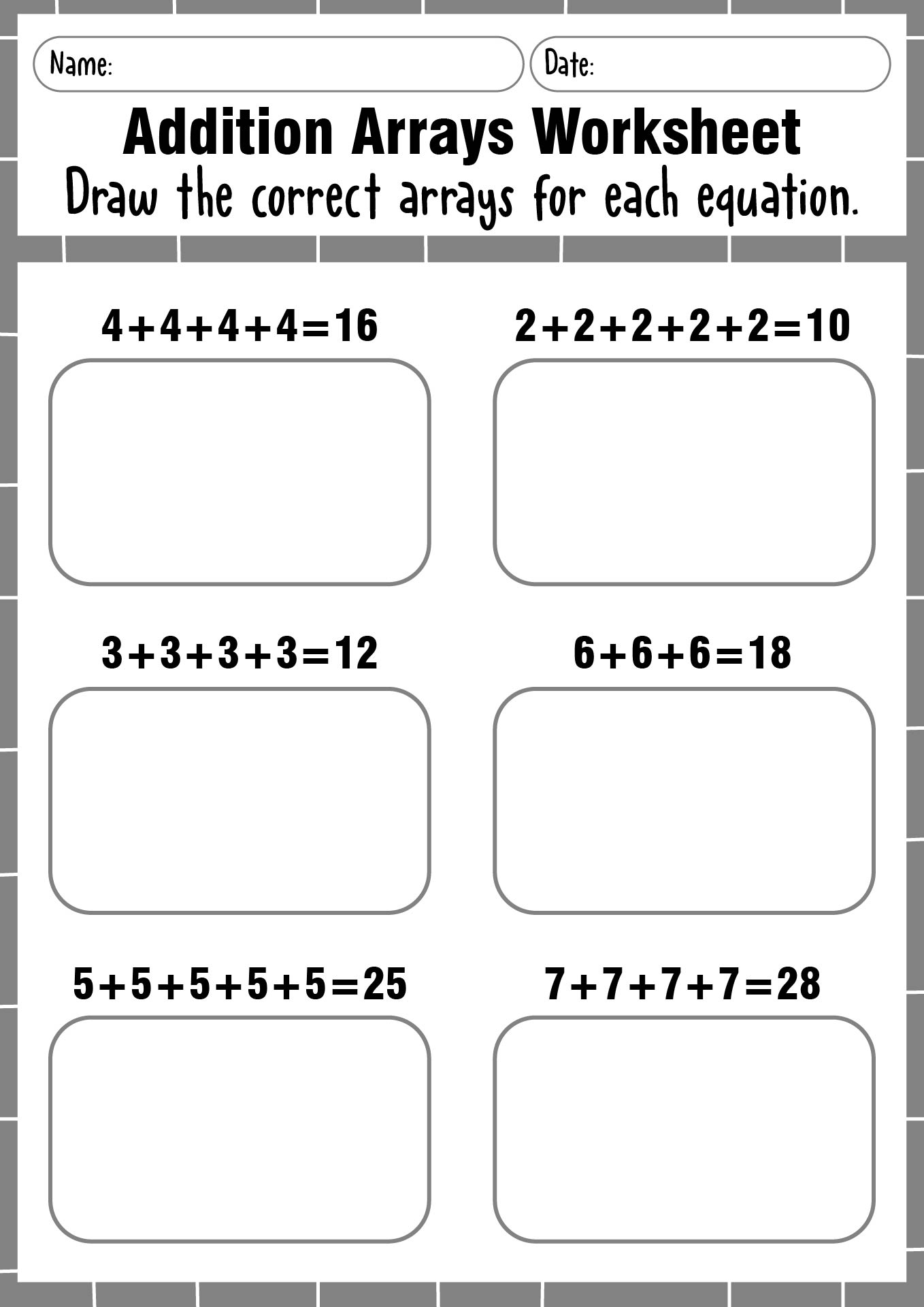 2nd Grade Repeated Addition Arrays Worksheets